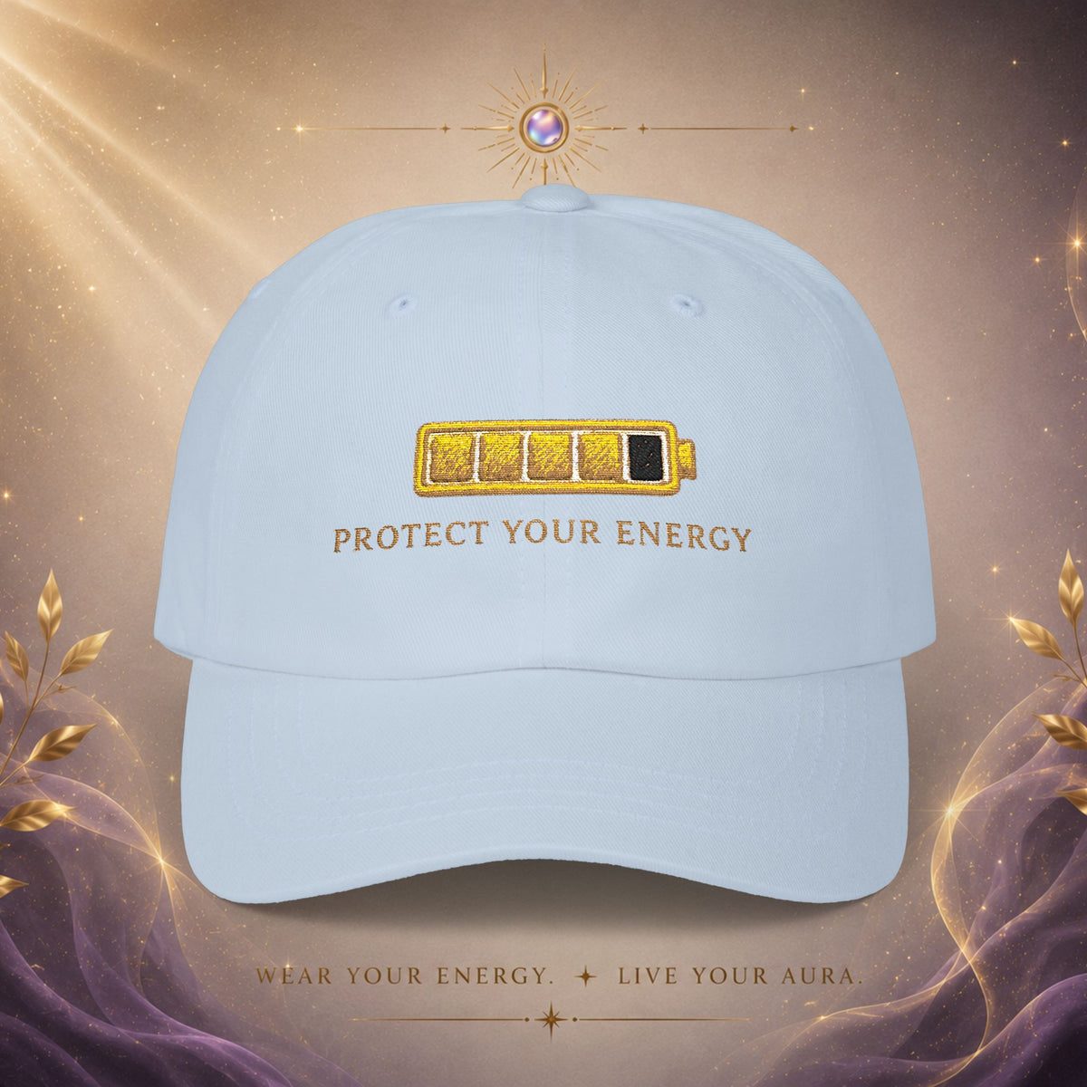 Protect Your Energy Cap — Embroidered Low Battery Icon Baseball Hat