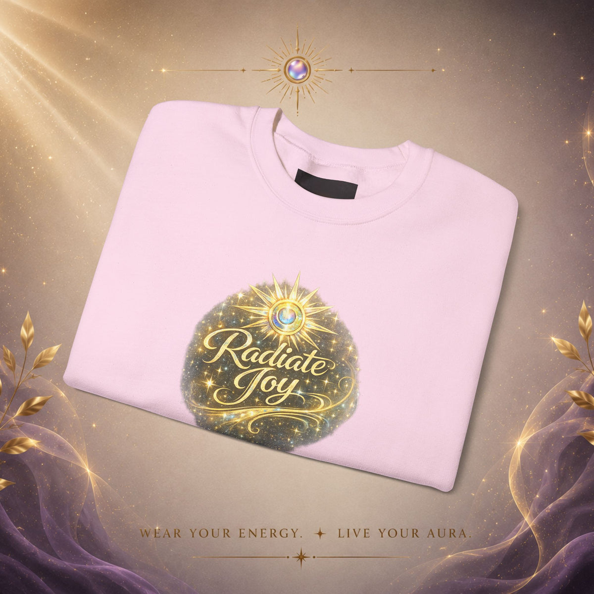 Radiate Joy Crewneck Sweatshirt — Golden Holiday Ornament Design