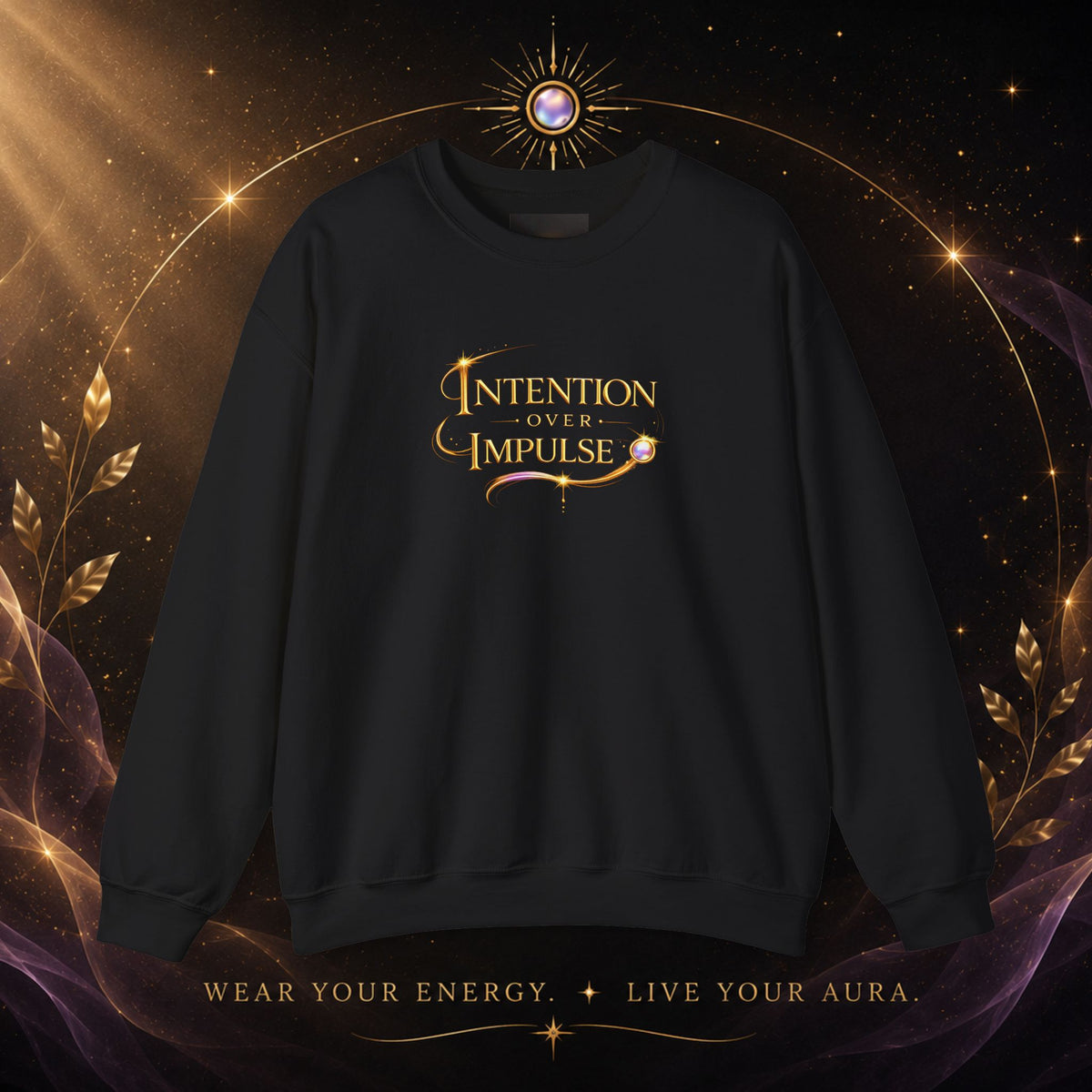 Intentional Crewneck Sweatshirt — "Intention Over Impulse" Inspirational Pullover