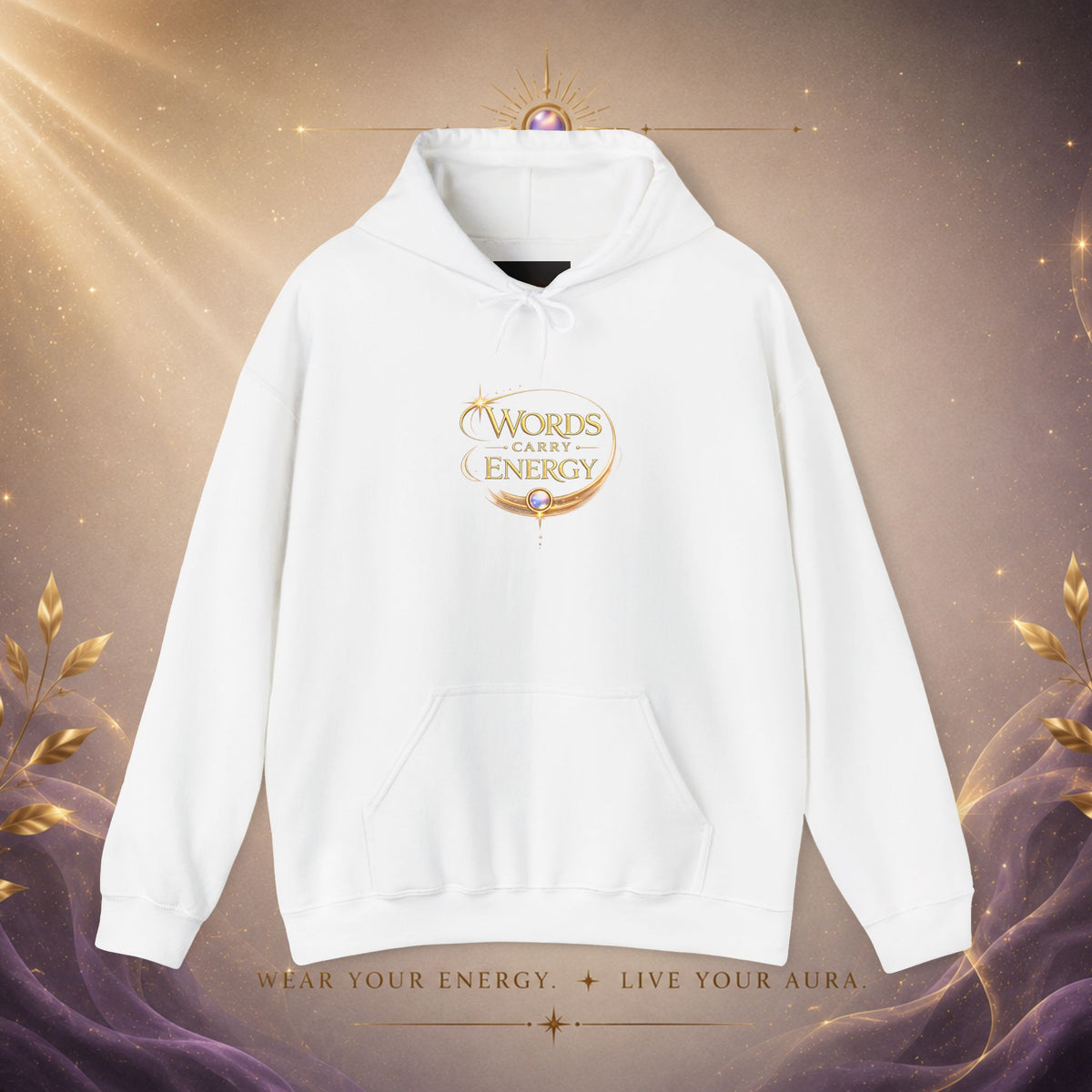 Words Carry Energy Gold Script Hoodie