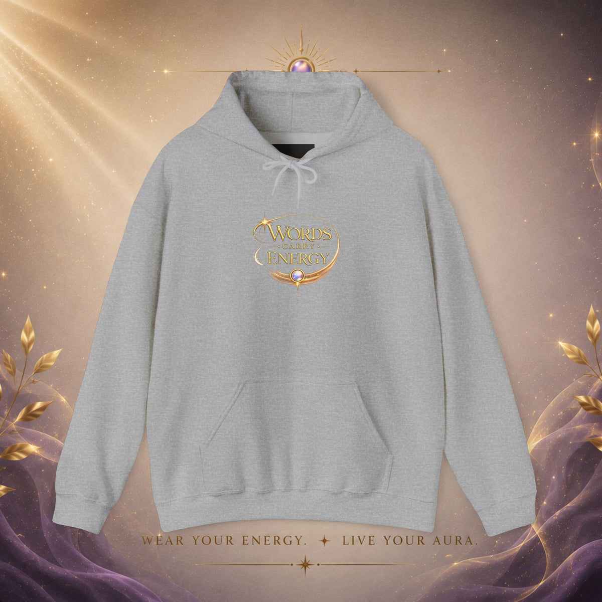 Words Carry Energy Gold Script Hoodie
