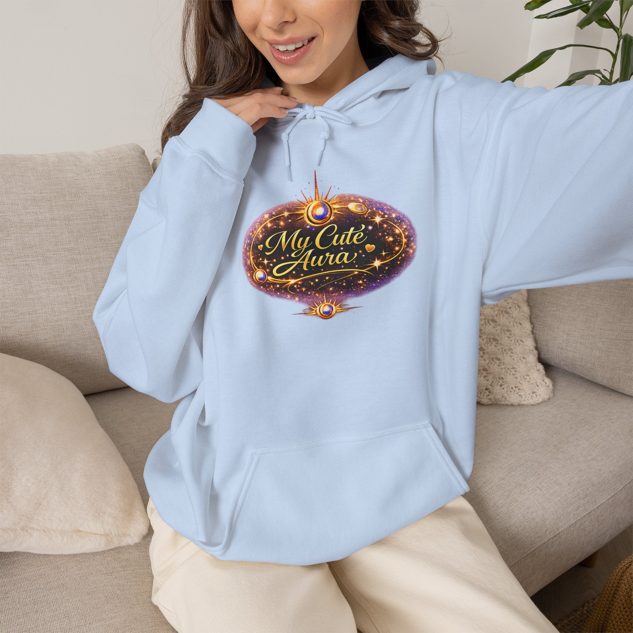 Hoodie — "My Cute Aura" Sparkle Graphic Hoodie - AURA BY RS ®