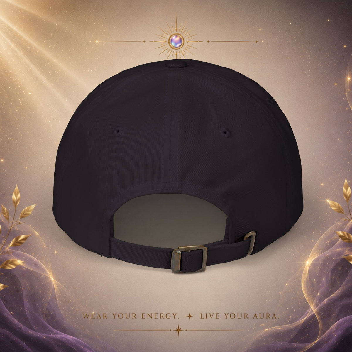 Centered Embroidered —  Baseball Hat with Gold Stitching-  AURA BY RS ®