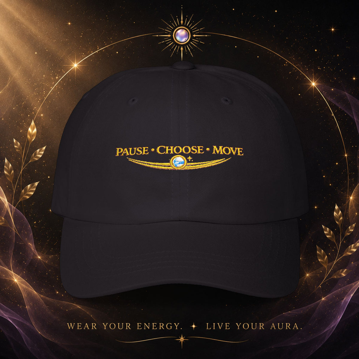 Dad Cap — “Pause • Choose • Move” Embroidered Motivational Hat