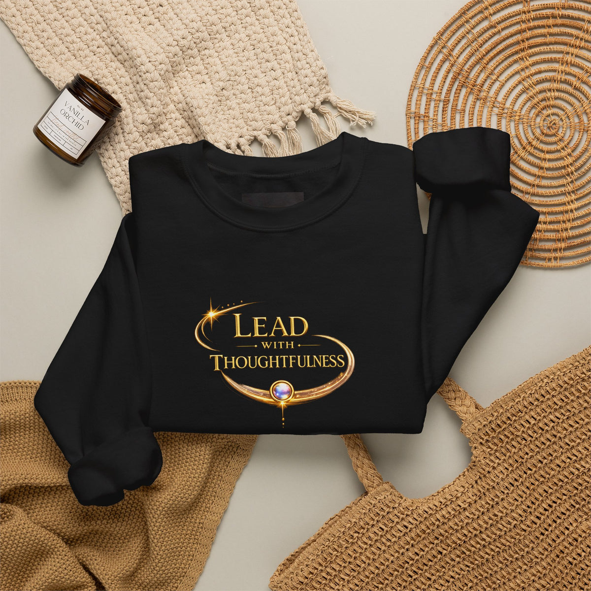 Thoughtful Leadership Crewneck Sweatshirt — "Lead with Thoughtfulness" Inspirational Pullover - AURA BY RS ®Thoughtful Leadership Crewneck Sweatshirt — "Lead with Thoughtfulness" Inspirational Pullover