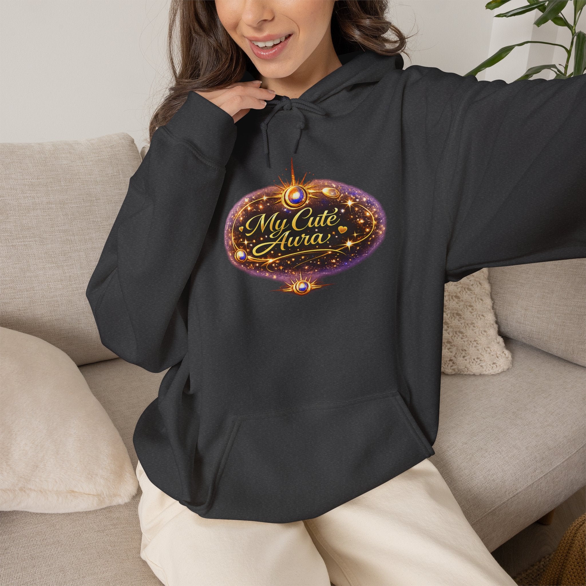 Hoodie — "My Cute Aura" Sparkle Graphic Hoodie - AURA BY RS ®