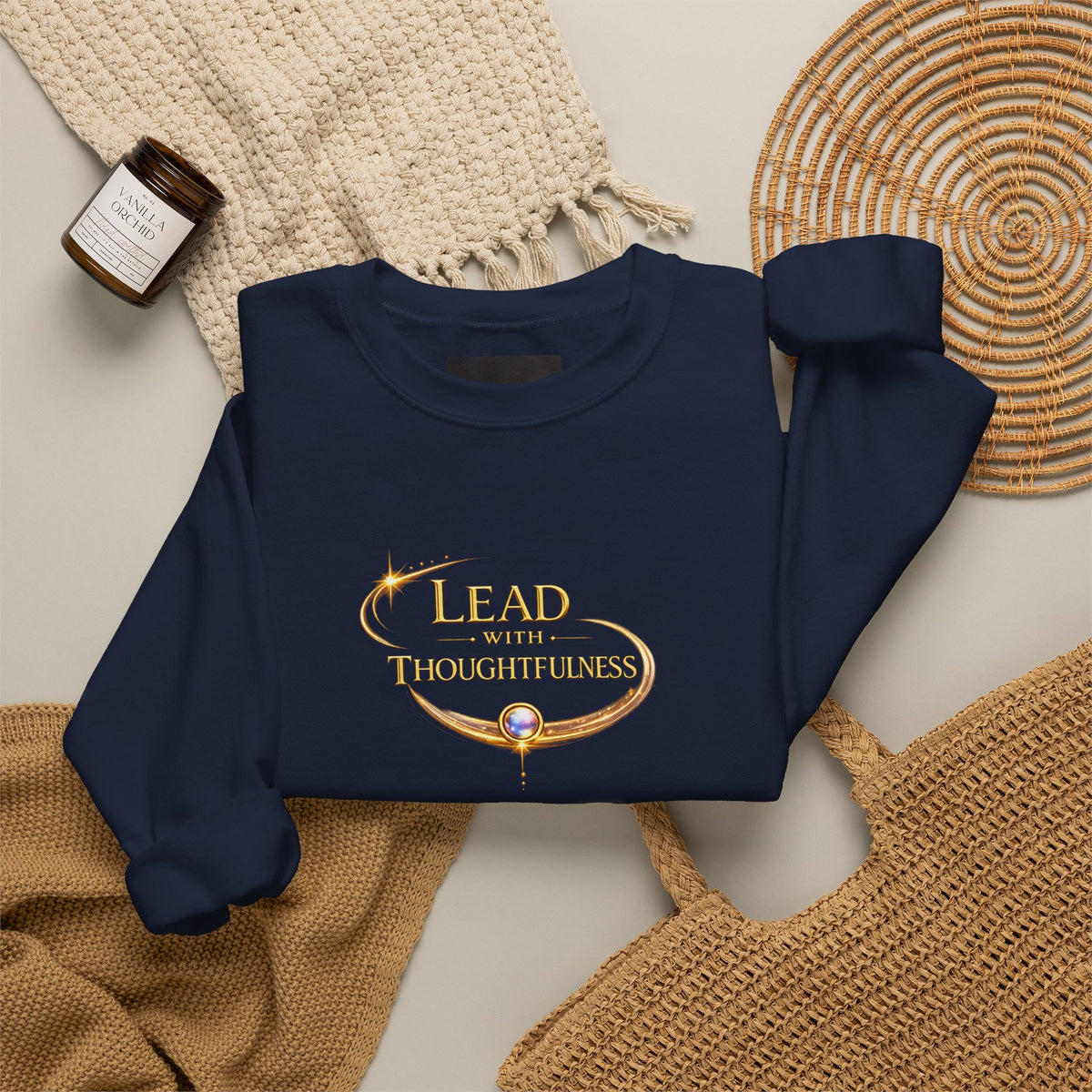 Thoughtful Leadership Crewneck Sweatshirt — "Lead with Thoughtfulness" Inspirational Pullover - AURA BY RS ®Thoughtful Leadership Crewneck Sweatshirt — "Lead with Thoughtfulness" Inspirational Pullover