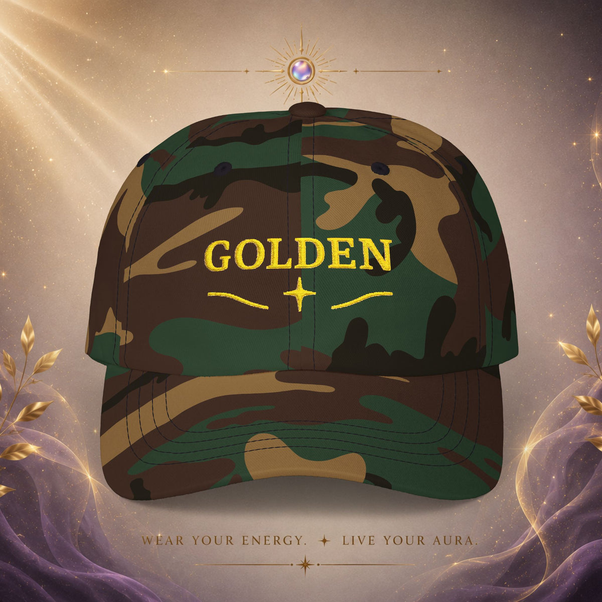 Golden Embroidered — Classic Baseball Hat
