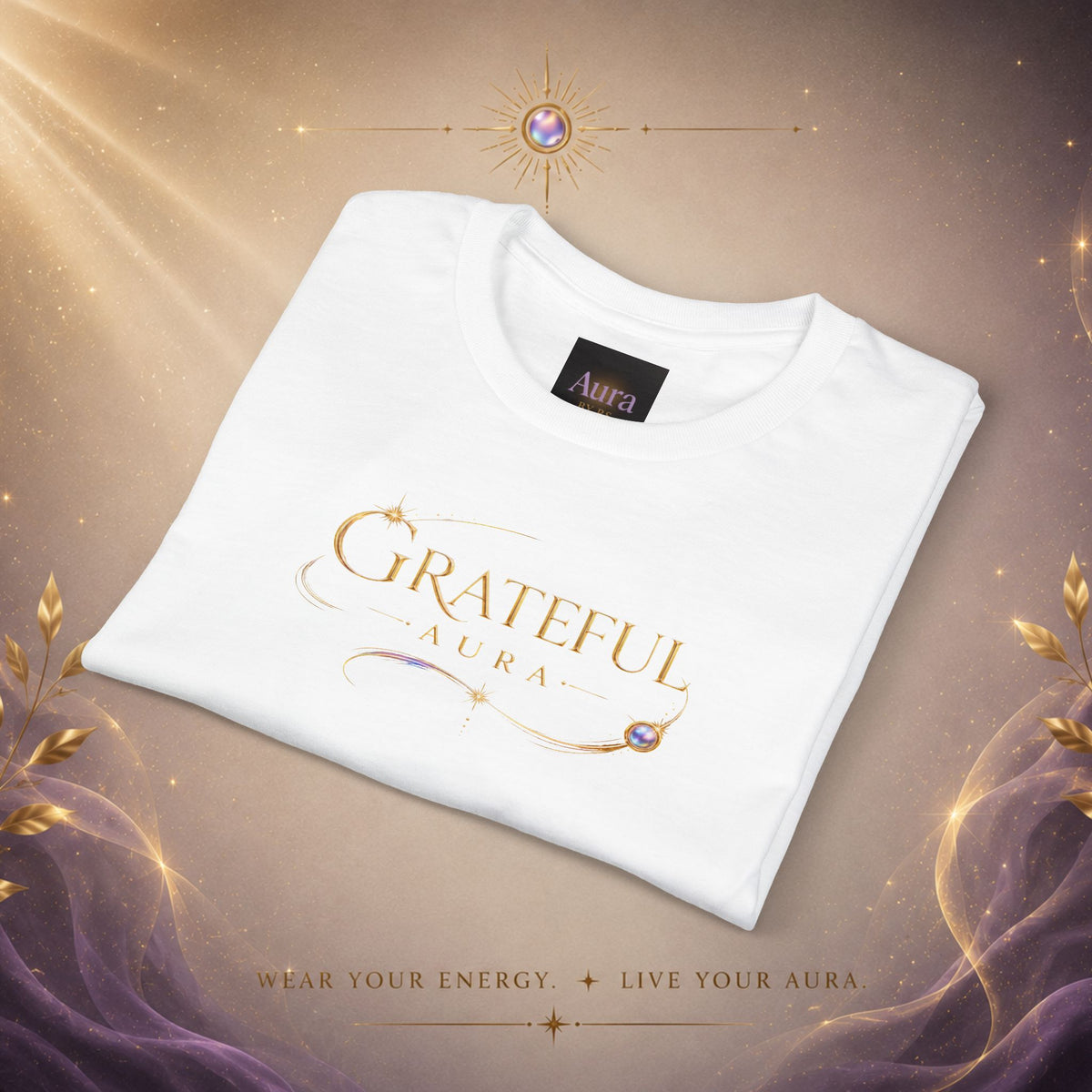 Grateful Aura T-Shirt — Minimalist Spiritual Graphic Tee