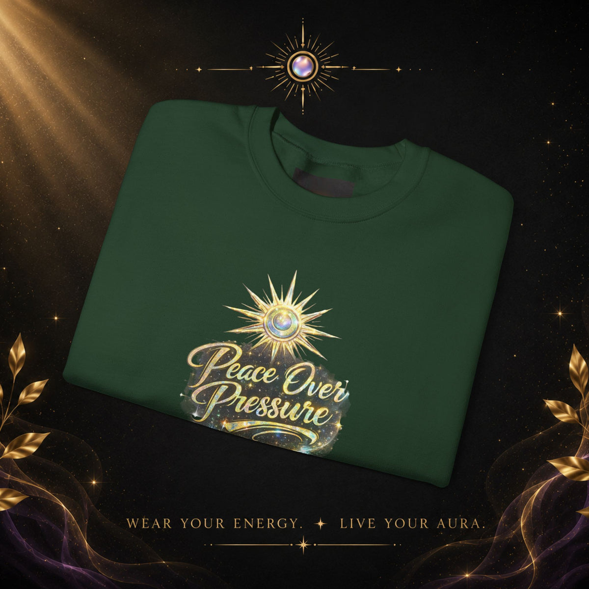 Crewneck Sweatshirt - "Peace Over Pressure" Spiritual Vintage Sun Graphic