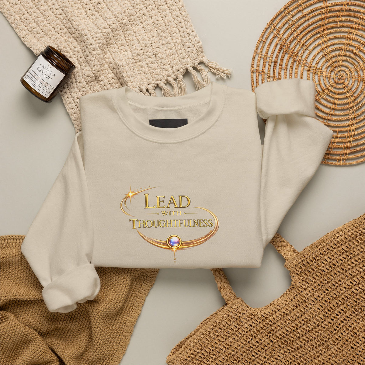 Thoughtful Leadership Crewneck Sweatshirt — "Lead with Thoughtfulness" Inspirational Pullover - AURA BY RS ®Thoughtful Leadership Crewneck Sweatshirt — "Lead with Thoughtfulness" Inspirational Pullover