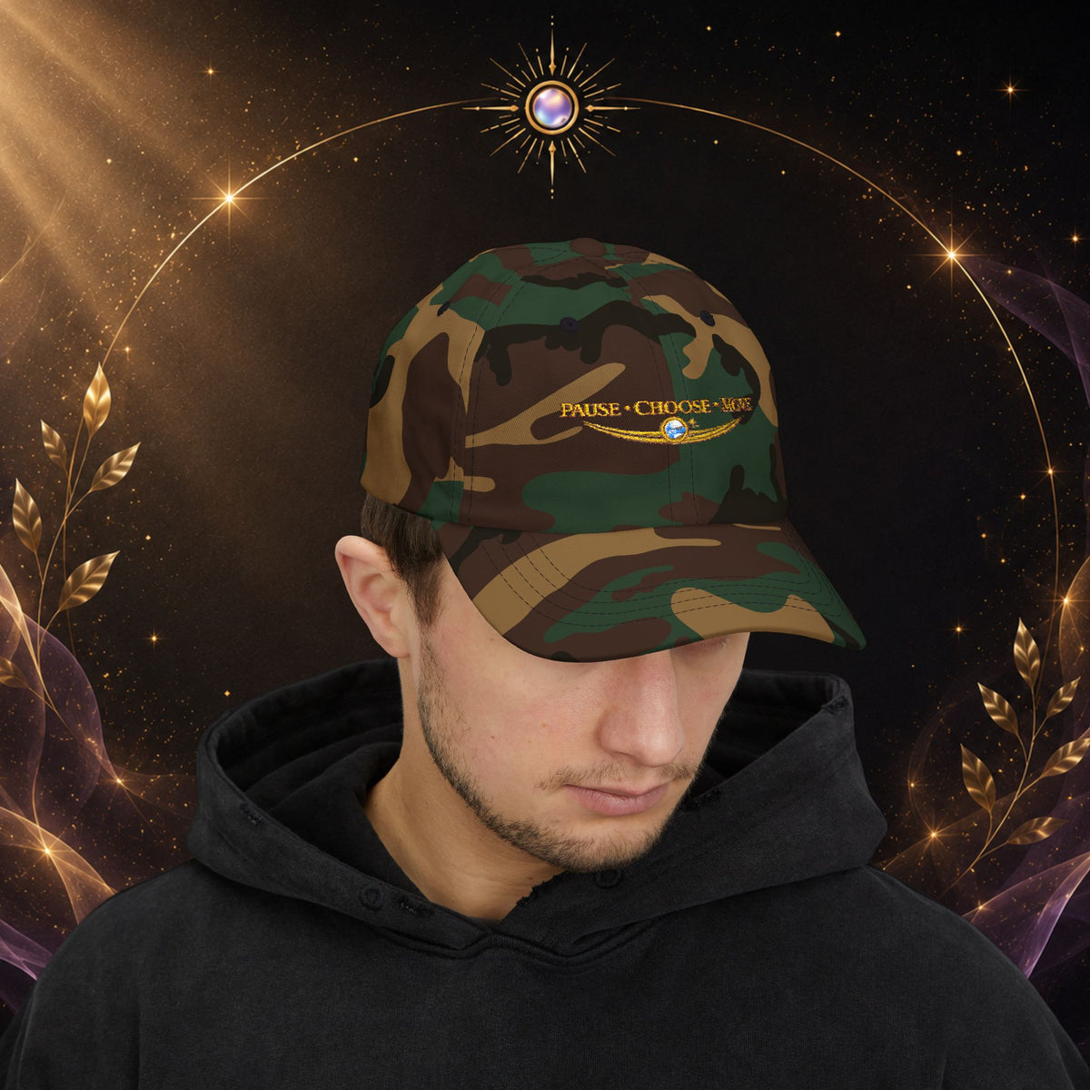 Dad Cap — “Pause • Choose • Move” Embroidered Motivational Hat