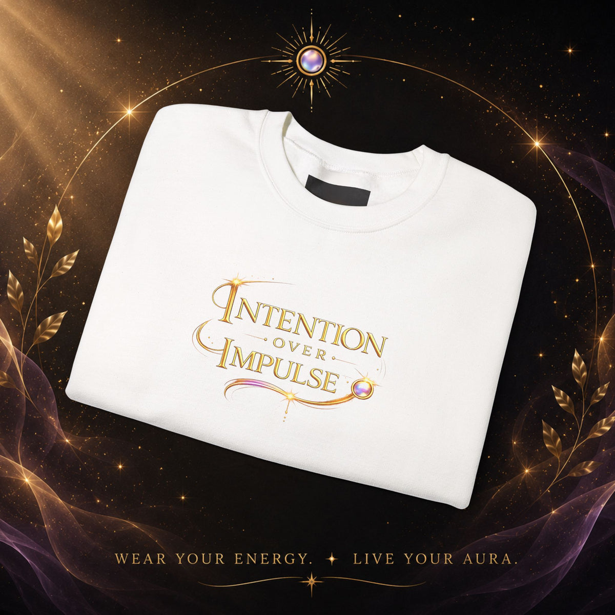 Intentional Crewneck Sweatshirt — "Intention Over Impulse" Inspirational Pullover
