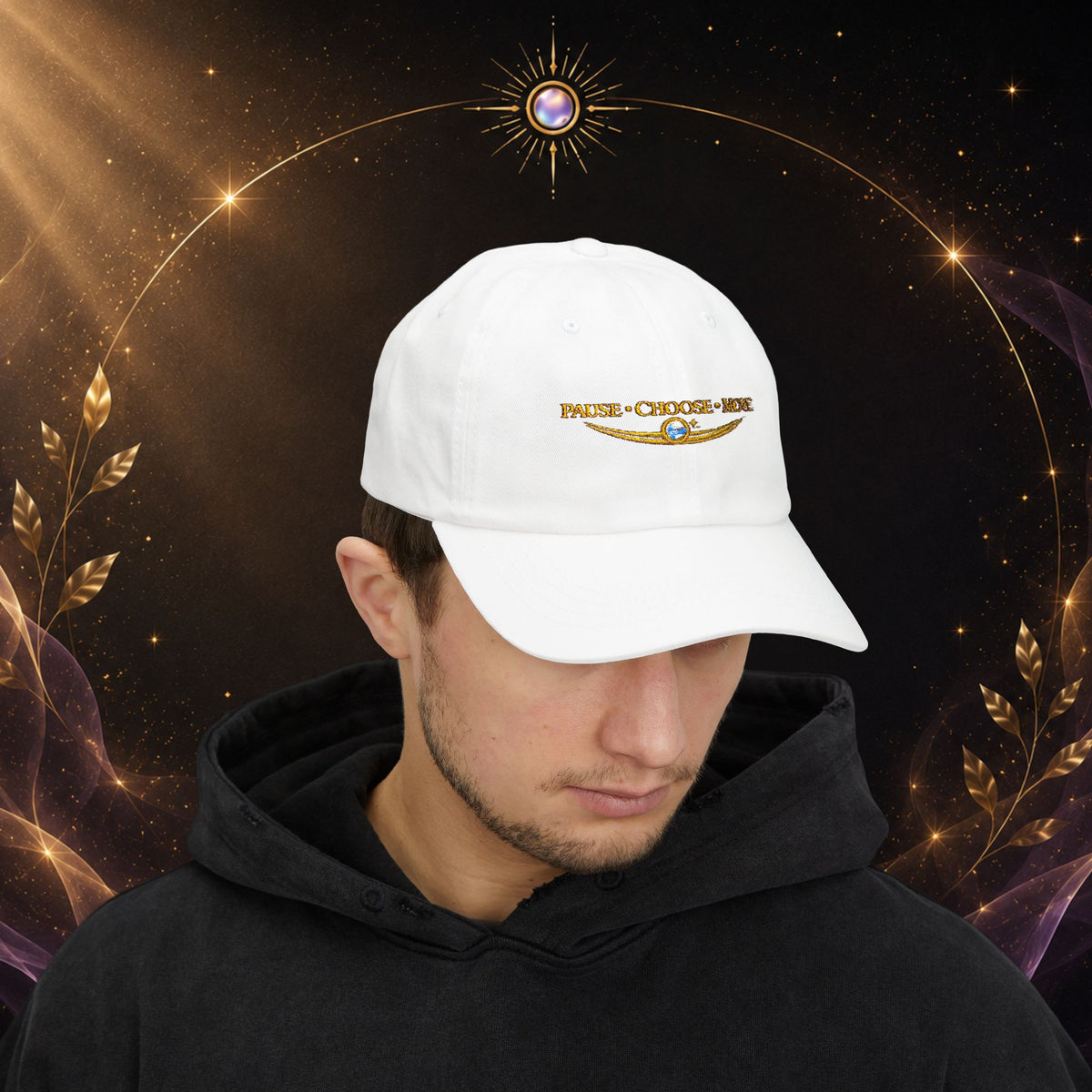Dad Cap — “Pause • Choose • Move” Embroidered Motivational Hat