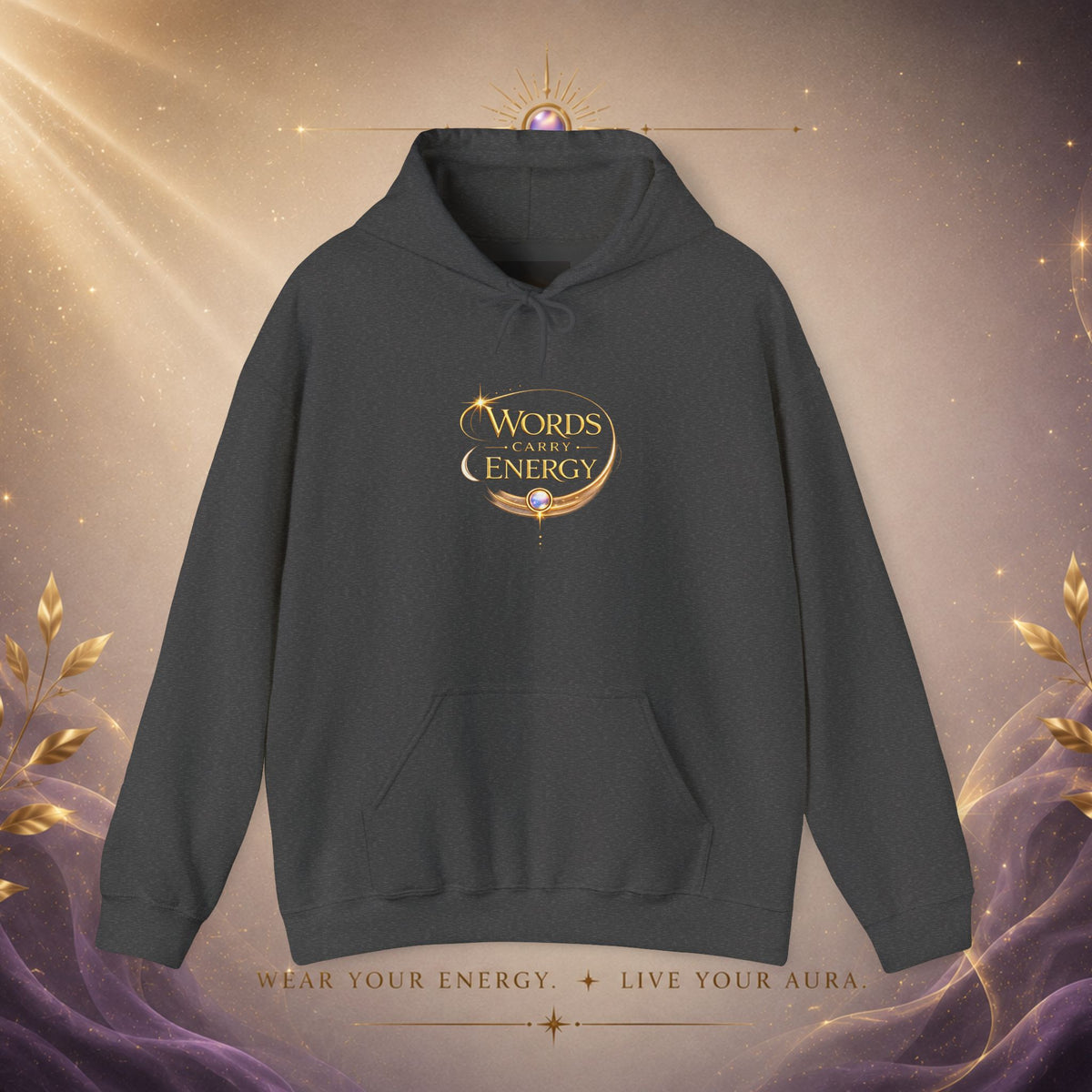 Words Carry Energy Gold Script Hoodie