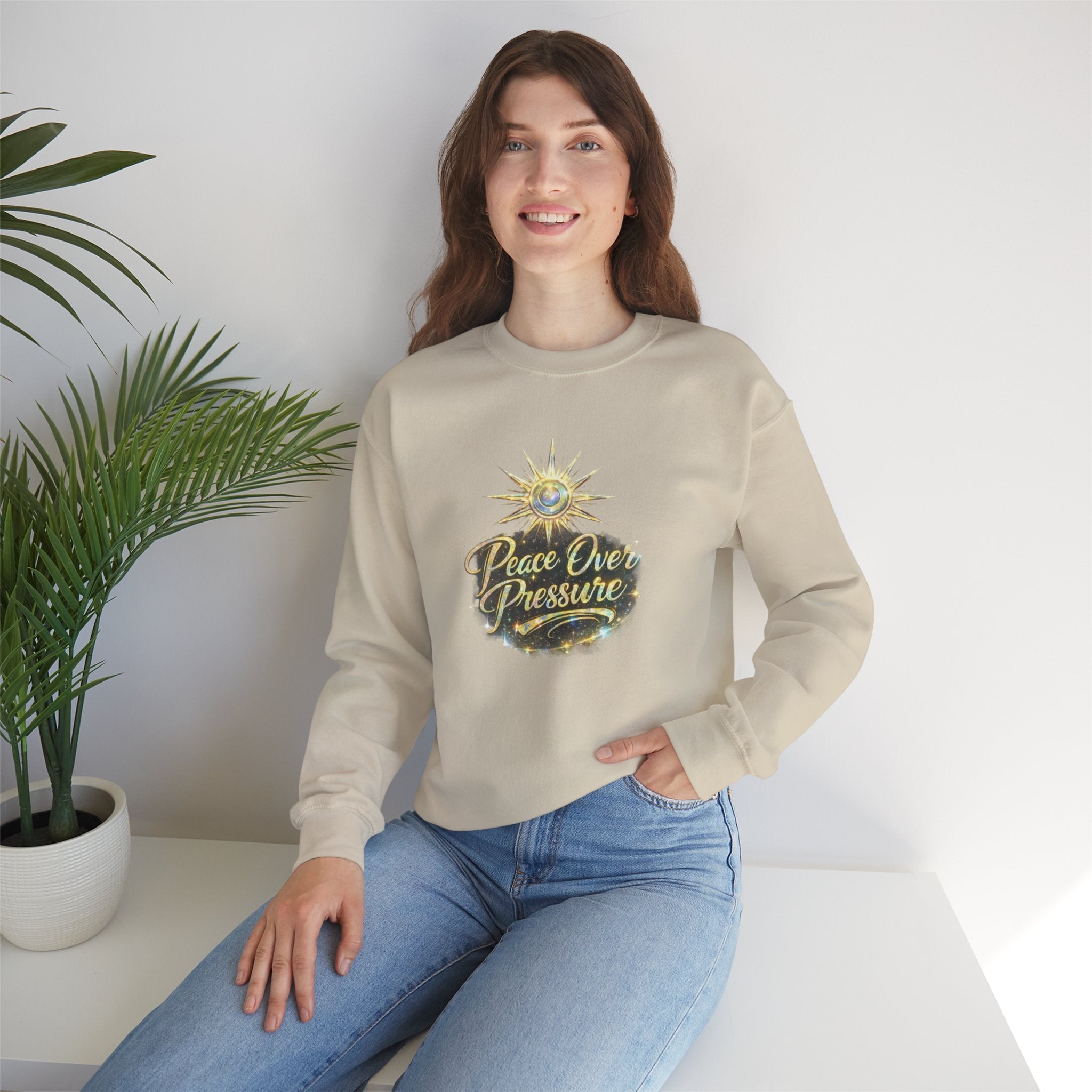 Peace Over Pressure Crewneck Sweatshirt — Inspirational Spiritual Graphic Pullover - AURA BY RS ®