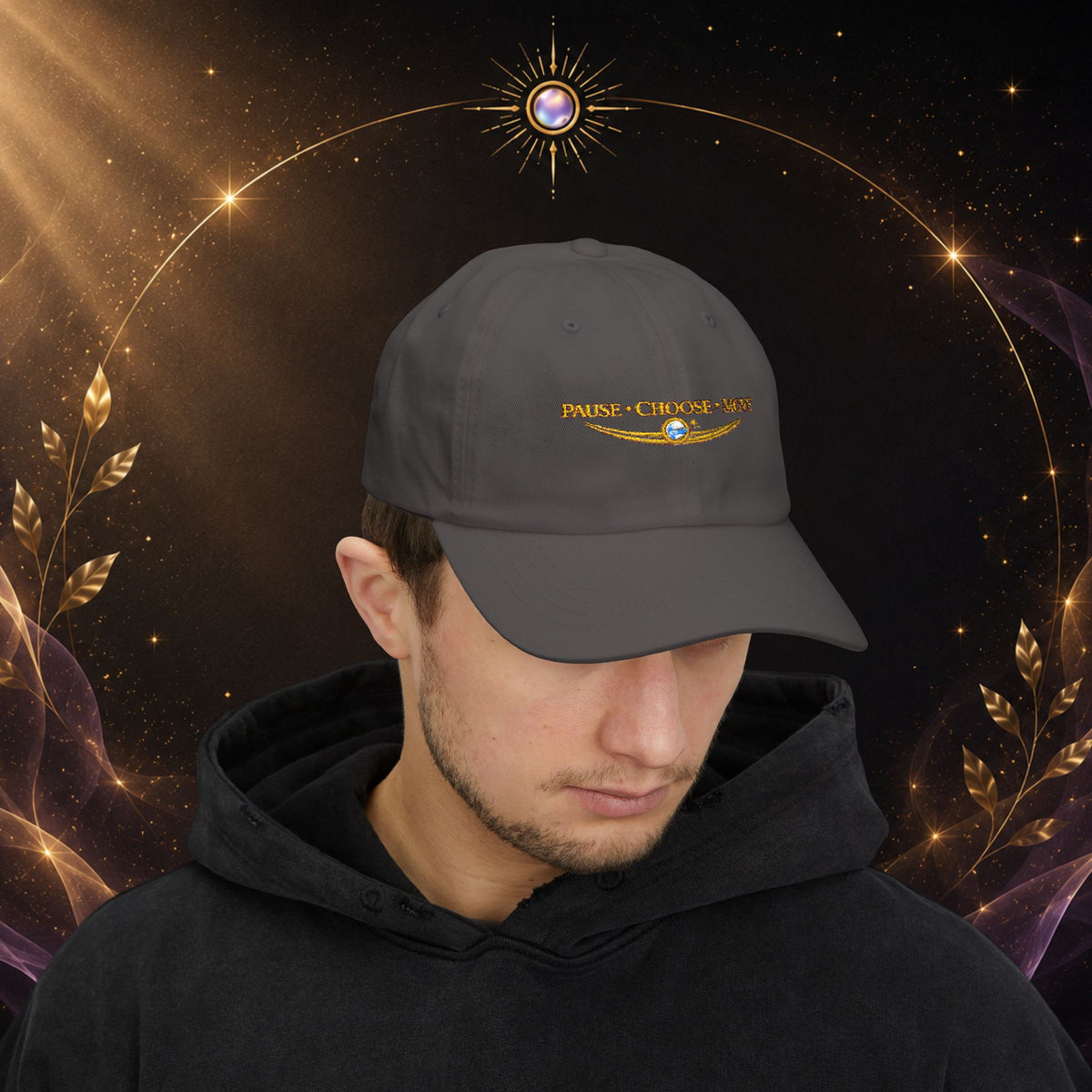 Dad Cap — “Pause • Choose • Move” Embroidered Motivational Hat