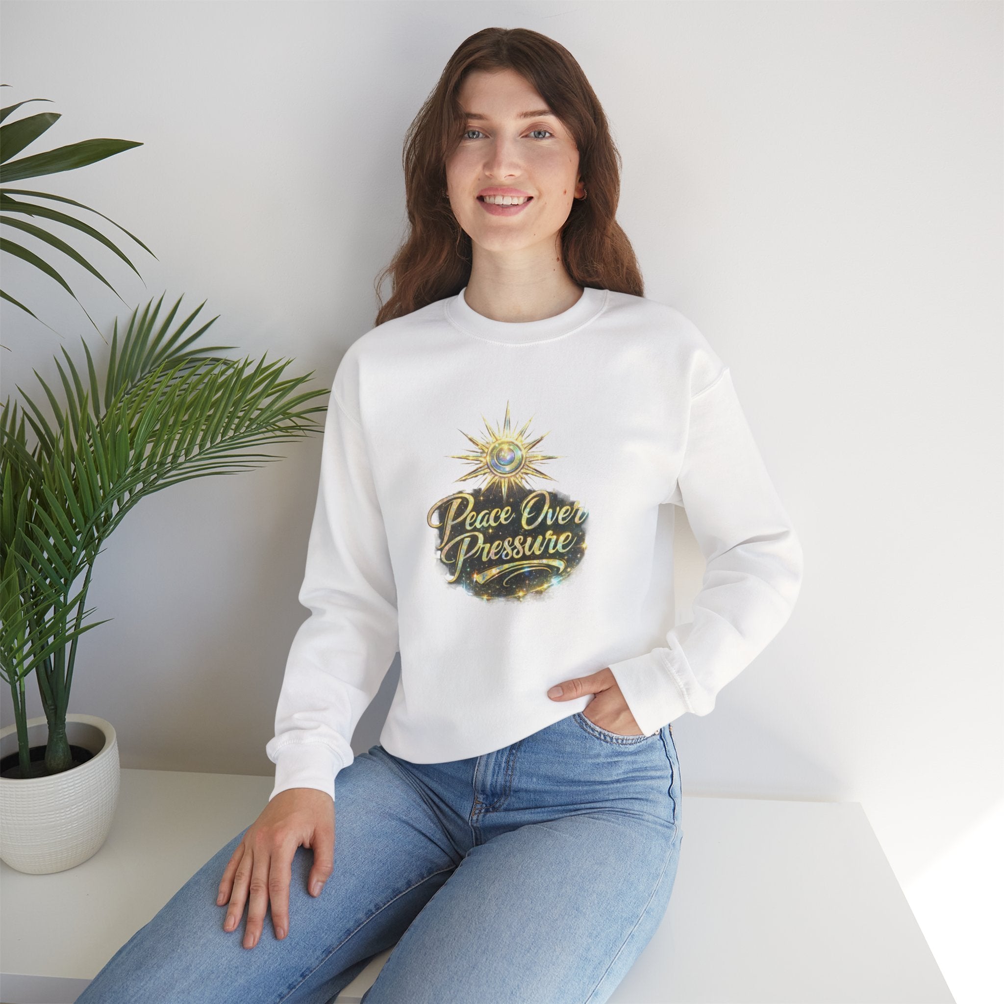 Peace Over Pressure Crewneck Sweatshirt — Inspirational Spiritual Graphic Pullover - AURA BY RS ®