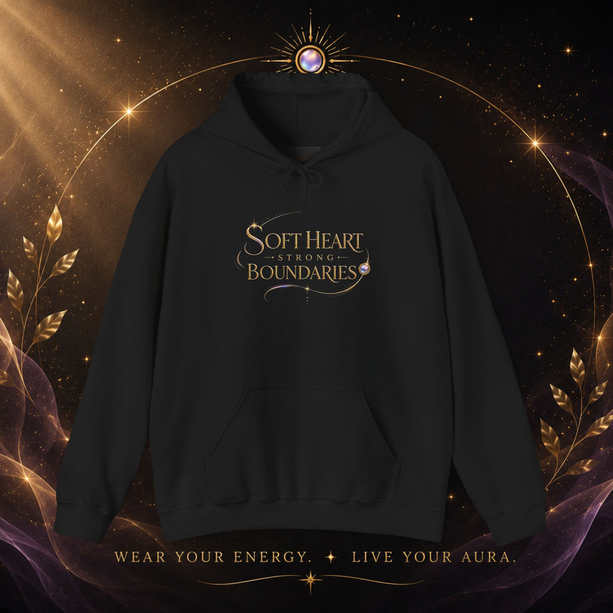 Strong Boundaries Aura Hoodie — Motivational Graphic Hoodie