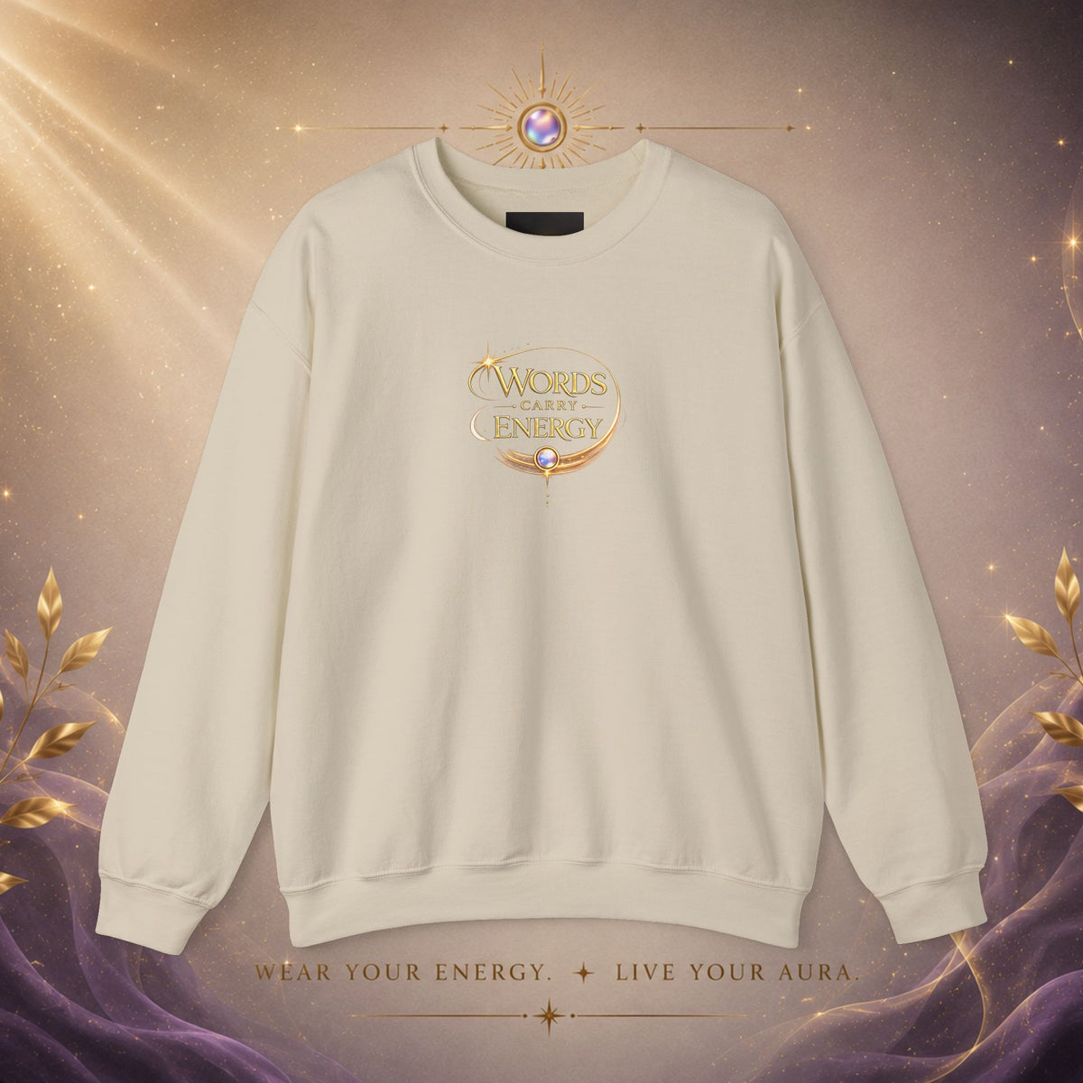 Crewneck Sweatshirt - "Words Carry Energy" Inspirational Graphic