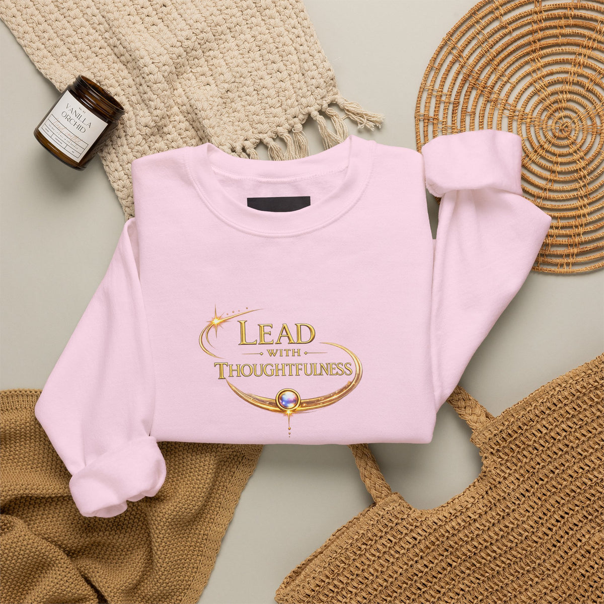 Thoughtful Leadership Crewneck Sweatshirt — "Lead with Thoughtfulness" Inspirational Pullover - AURA BY RS ®Thoughtful Leadership Crewneck Sweatshirt — "Lead with Thoughtfulness" Inspirational Pullover