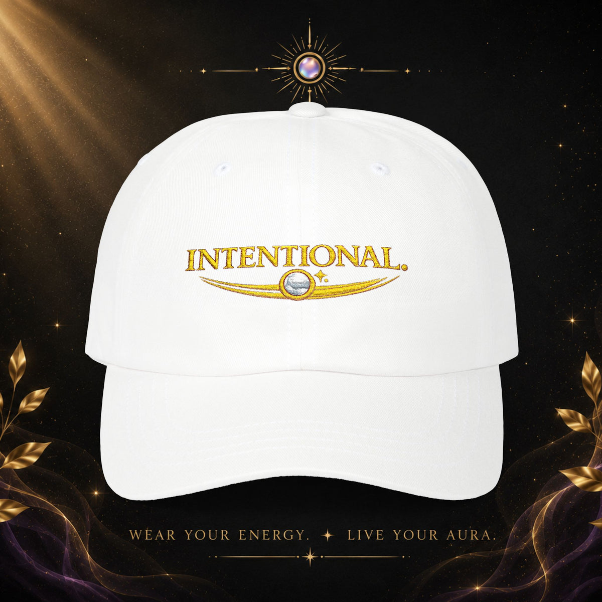 Intentional Dad Cap – Embroidered White Classic Hat