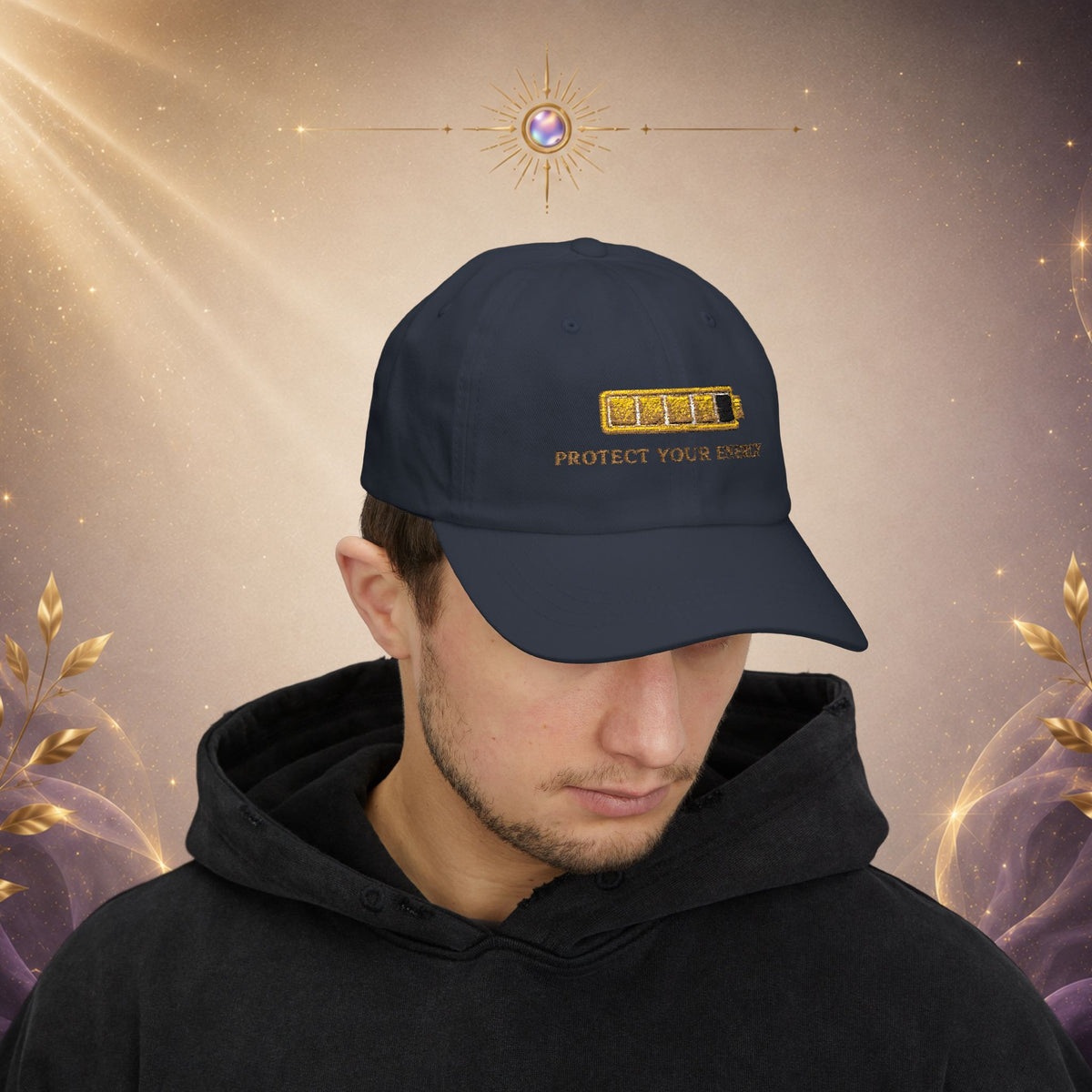 Protect Your Energy Cap — Embroidered Low Battery Icon Baseball Hat