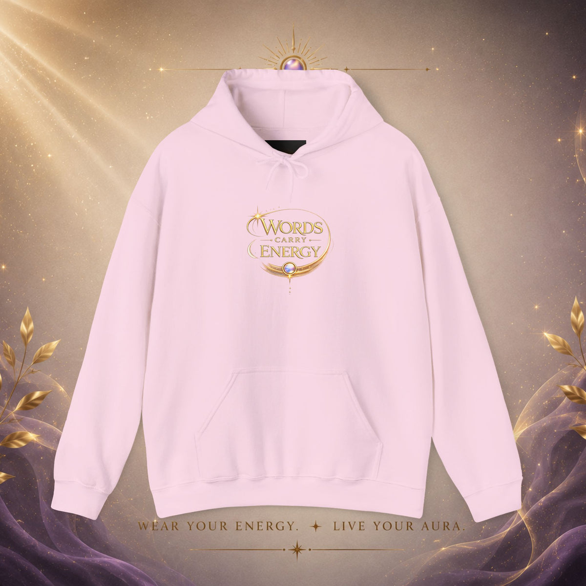 Words Carry Energy Gold Script Hoodie