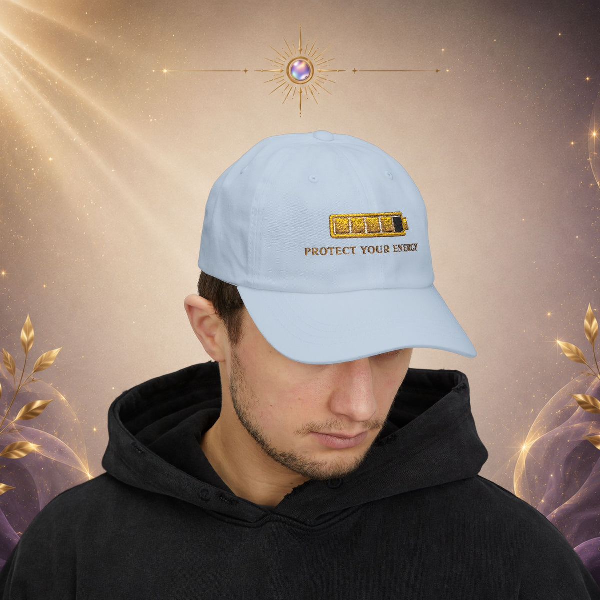 Protect Your Energy Cap — Embroidered Low Battery Icon Baseball Hat