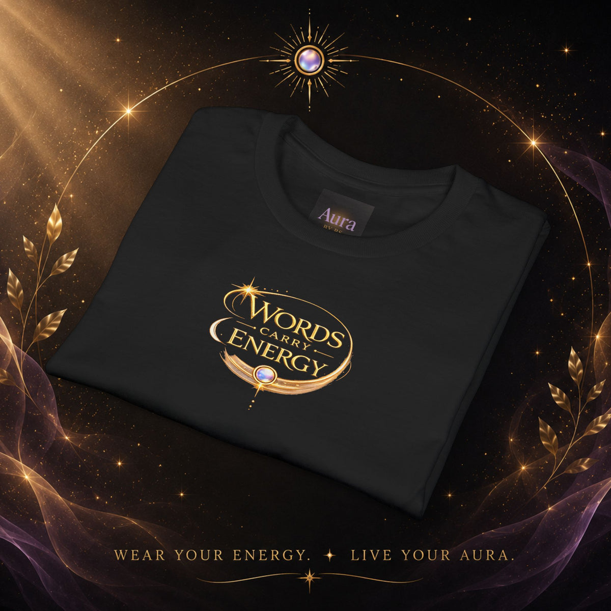 T-Shirt — "Words Carry Energy" Inspirational Graphic Tee