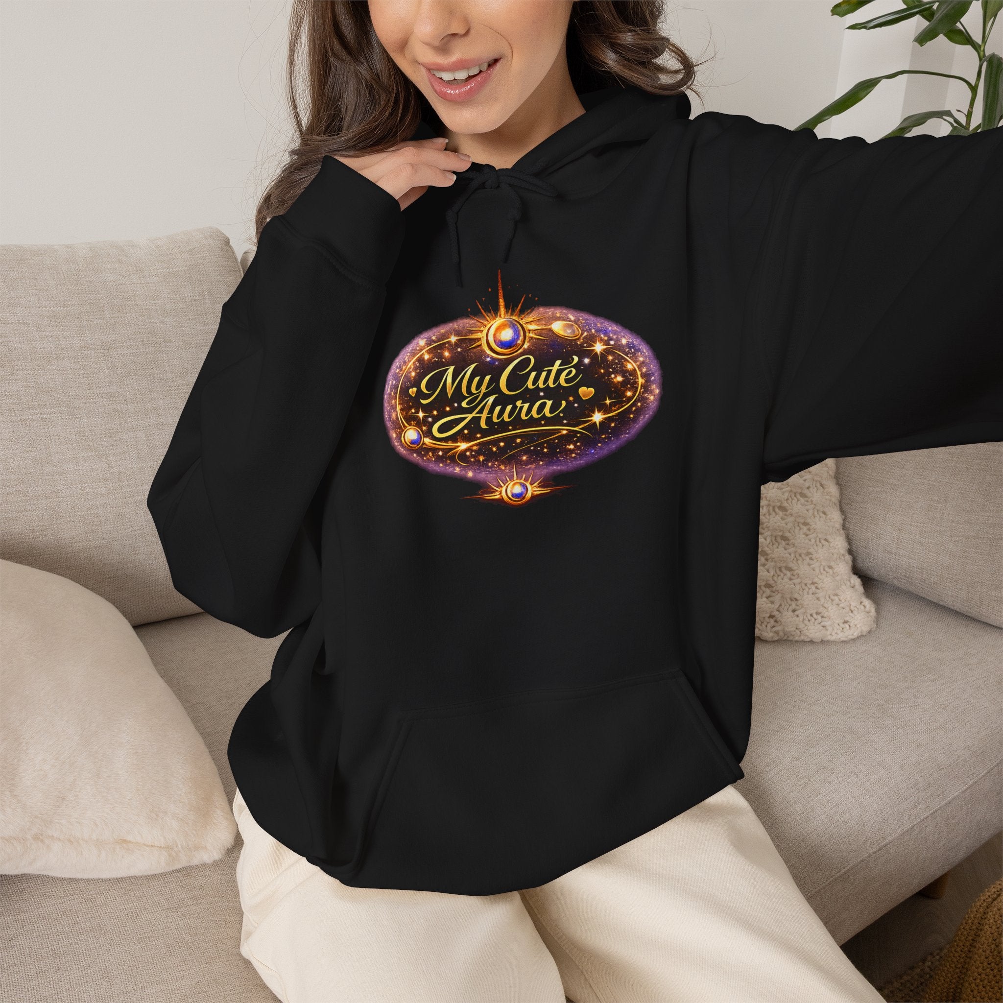 Hoodie — "My Cute Aura" Sparkle Graphic Hoodie - AURA BY RS ®