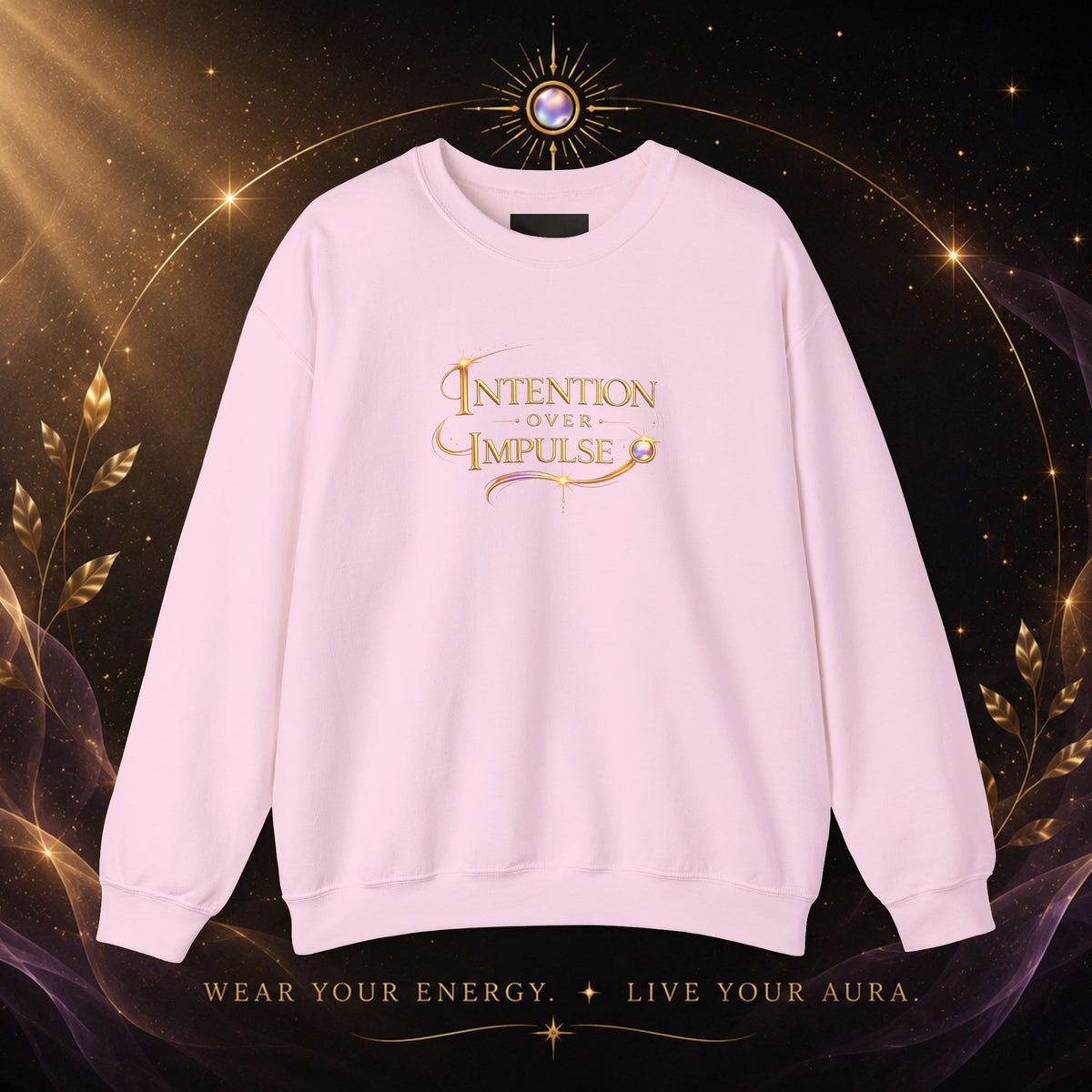 Intentional Crewneck Sweatshirt — "Intention Over Impulse" Inspirational Pullover