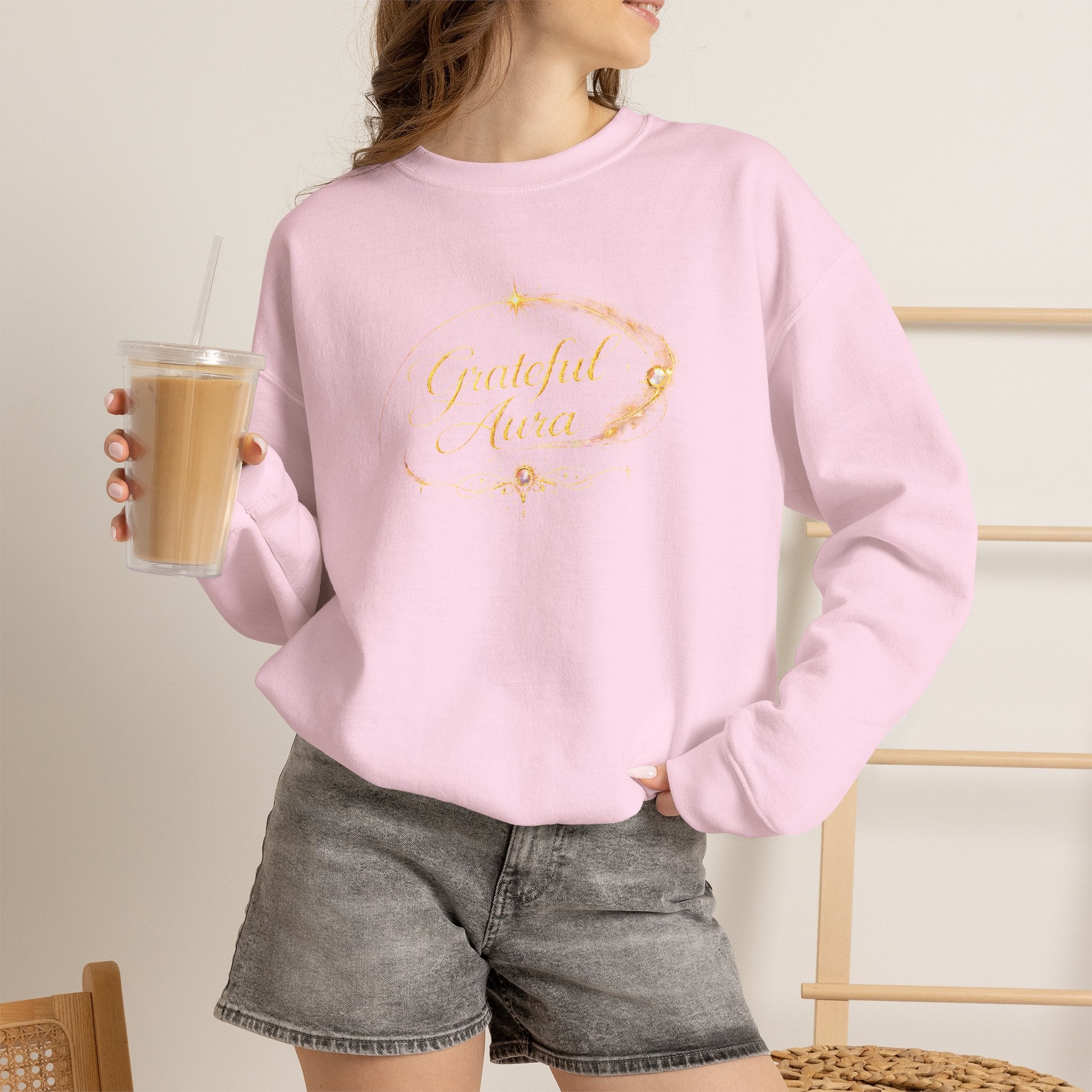Grateful Aura- Golden shine Crewneck Sweatshirt - AURA BY RS ®
