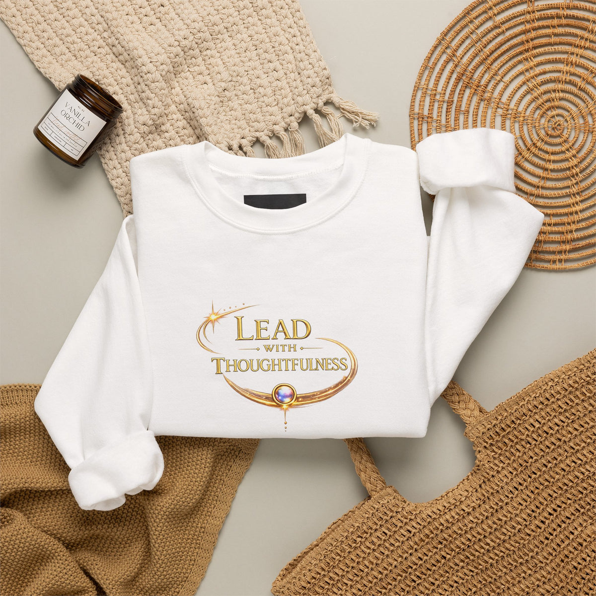 Thoughtful Leadership Crewneck Sweatshirt — "Lead with Thoughtfulness" Inspirational Pullover - AURA BY RS ®Thoughtful Leadership Crewneck Sweatshirt — "Lead with Thoughtfulness" Inspirational Pullover