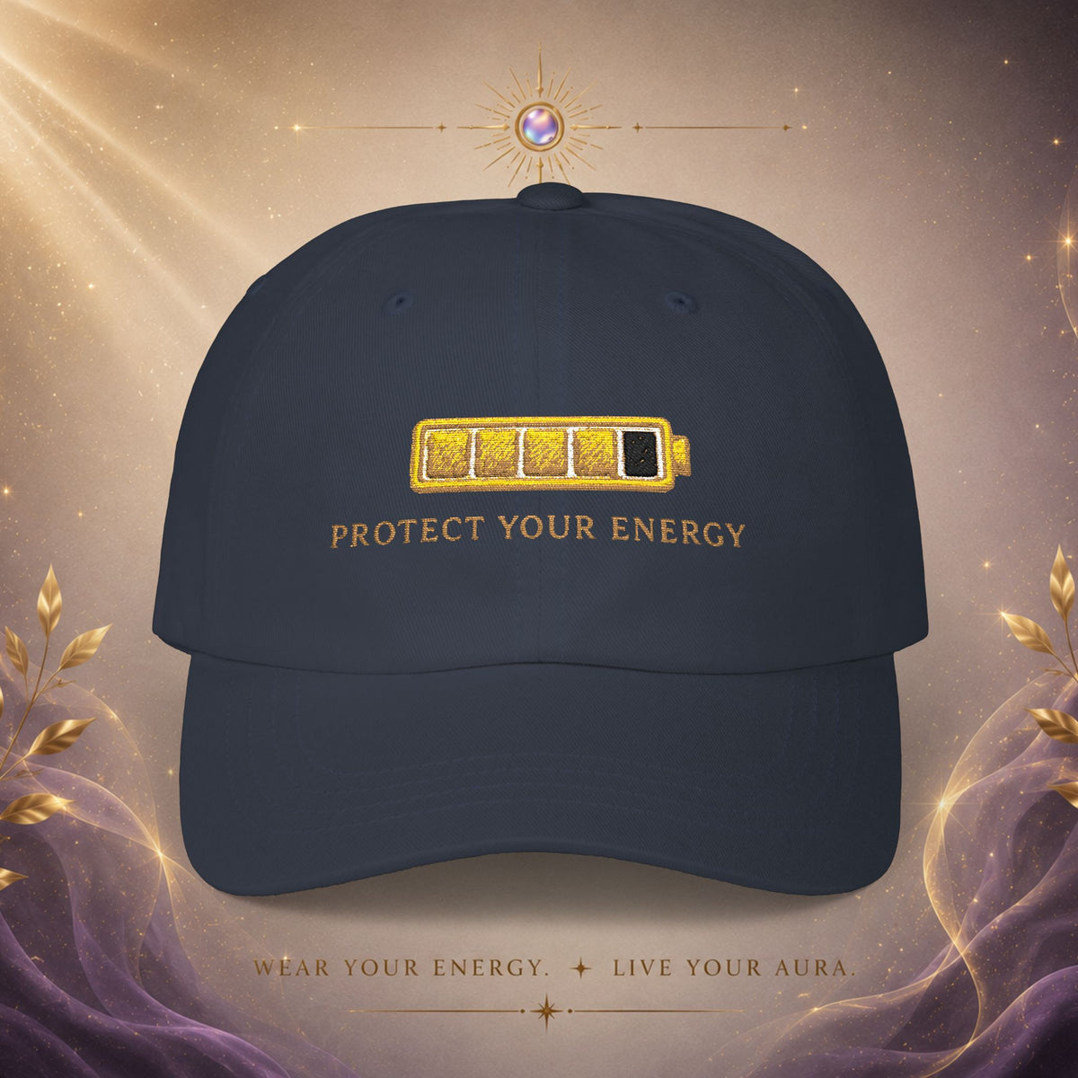 Protect Your Energy Cap — Embroidered Low Battery Icon Baseball Hat