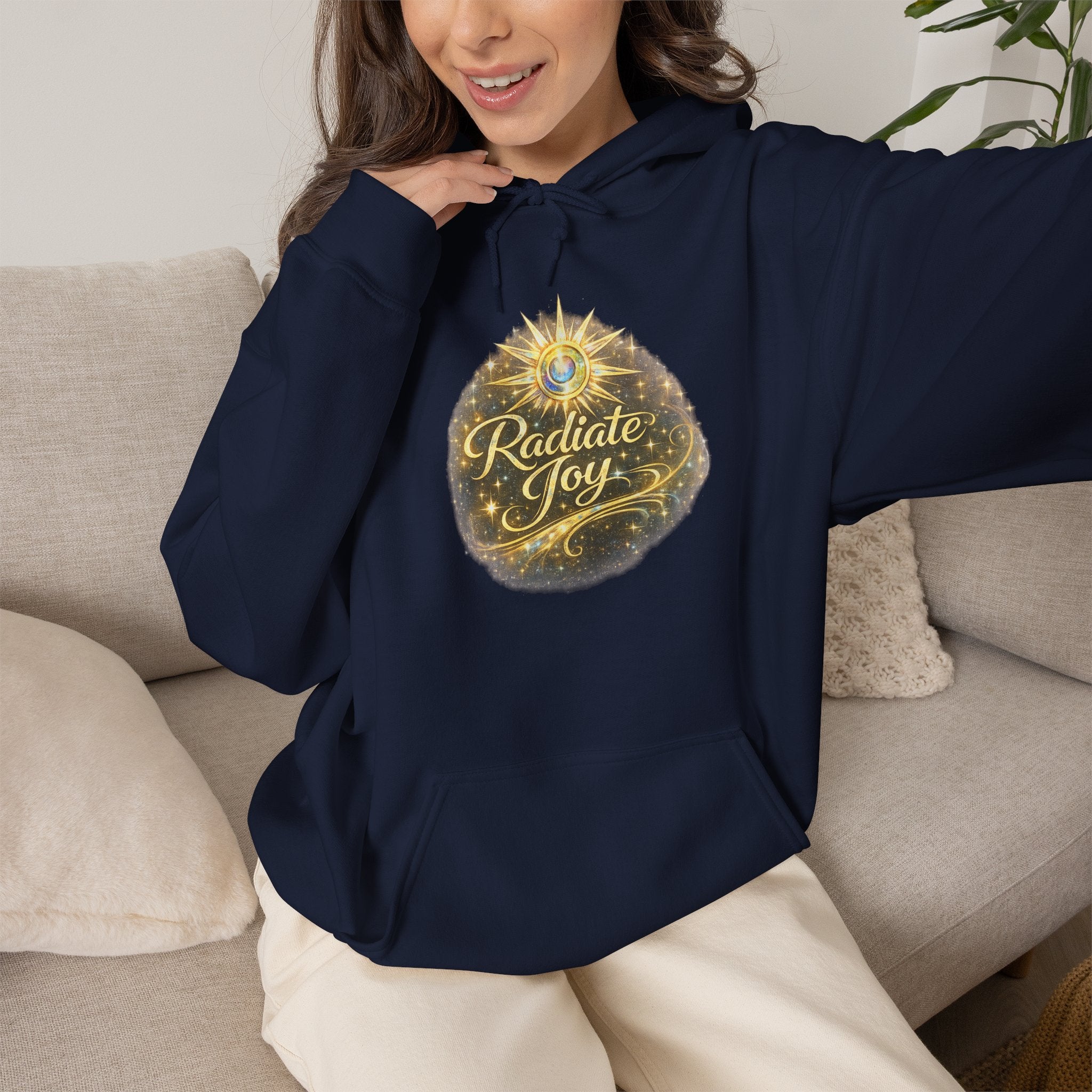 Radiate Joy Hoodie – Inspirational Golden Sunburst Sweatshirt