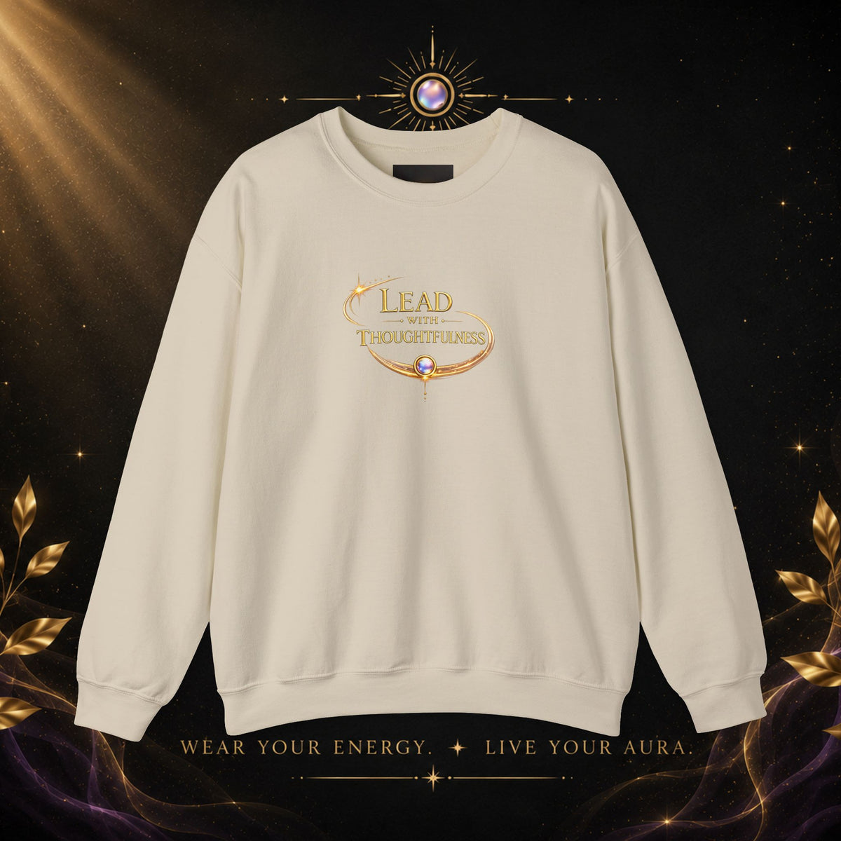 Thoughtful Leadership Crewneck Sweatshirt — "Lead with Thoughtfulness" Inspirational Pullover - AURA BY RS ®Thoughtful Leadership Crewneck Sweatshirt — "Lead with Thoughtfulness" Inspirational Pullover