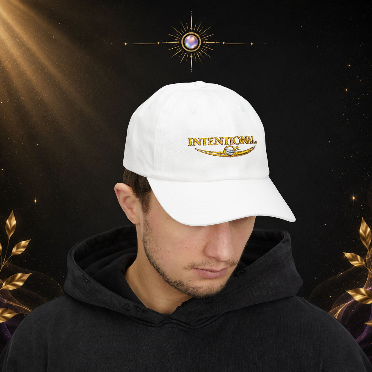 Intentional Dad Cap – Embroidered White Classic Hat