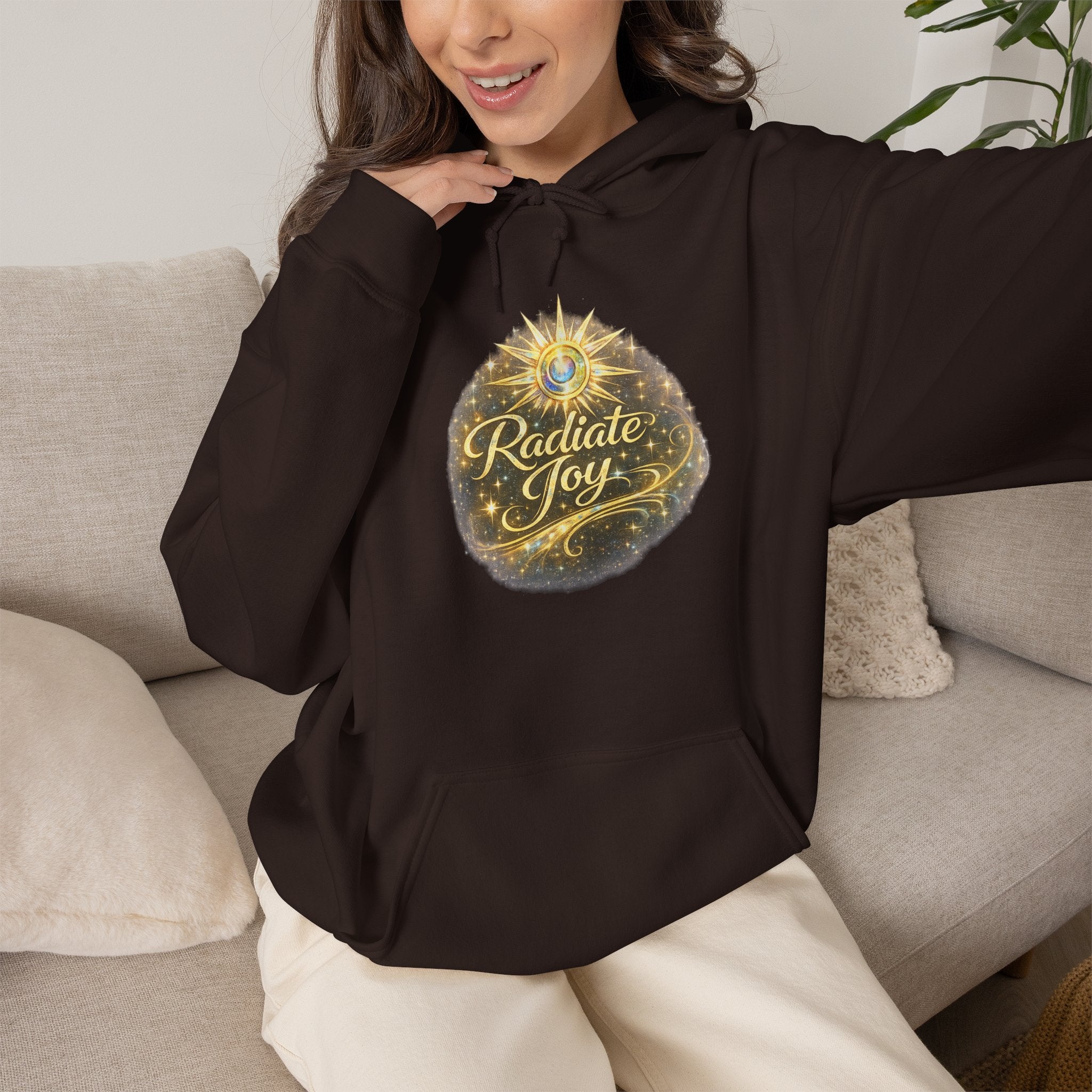 Radiate Joy Hoodie – Inspirational Golden Sunburst Sweatshirt