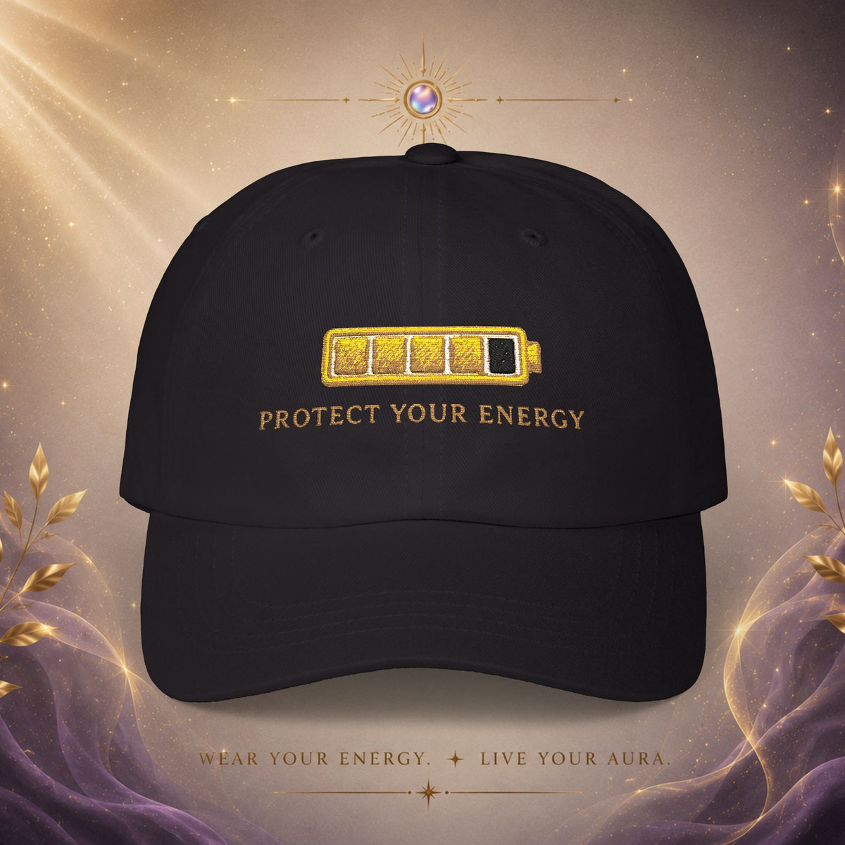 Protect Your Energy Cap — Embroidered Low Battery Icon Baseball Hat