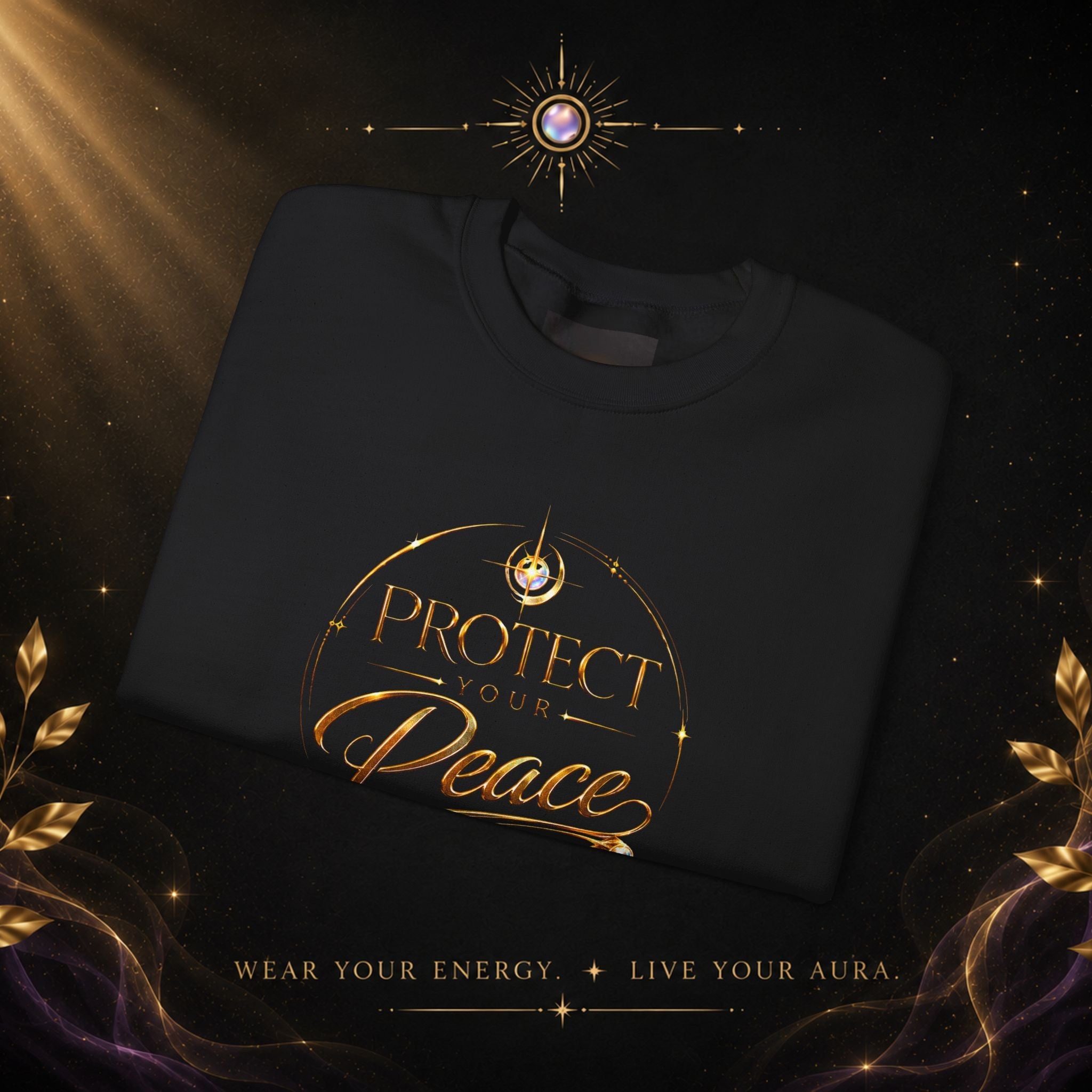 Crewneck Sweatshirt — "Protect Our Peace" Inspirational Graphic - AURA BY RS ®