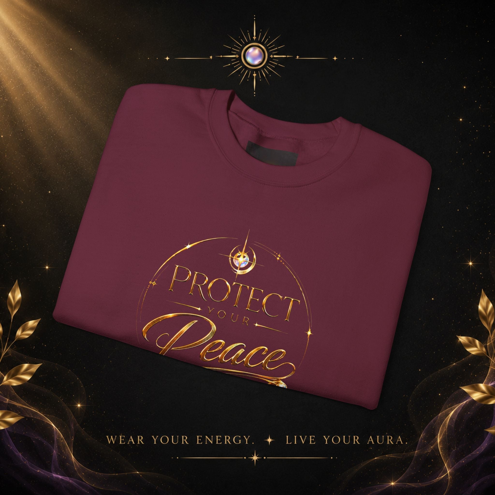 Crewneck Sweatshirt — "Protect Our Peace" Inspirational Graphic - AURA BY RS ®