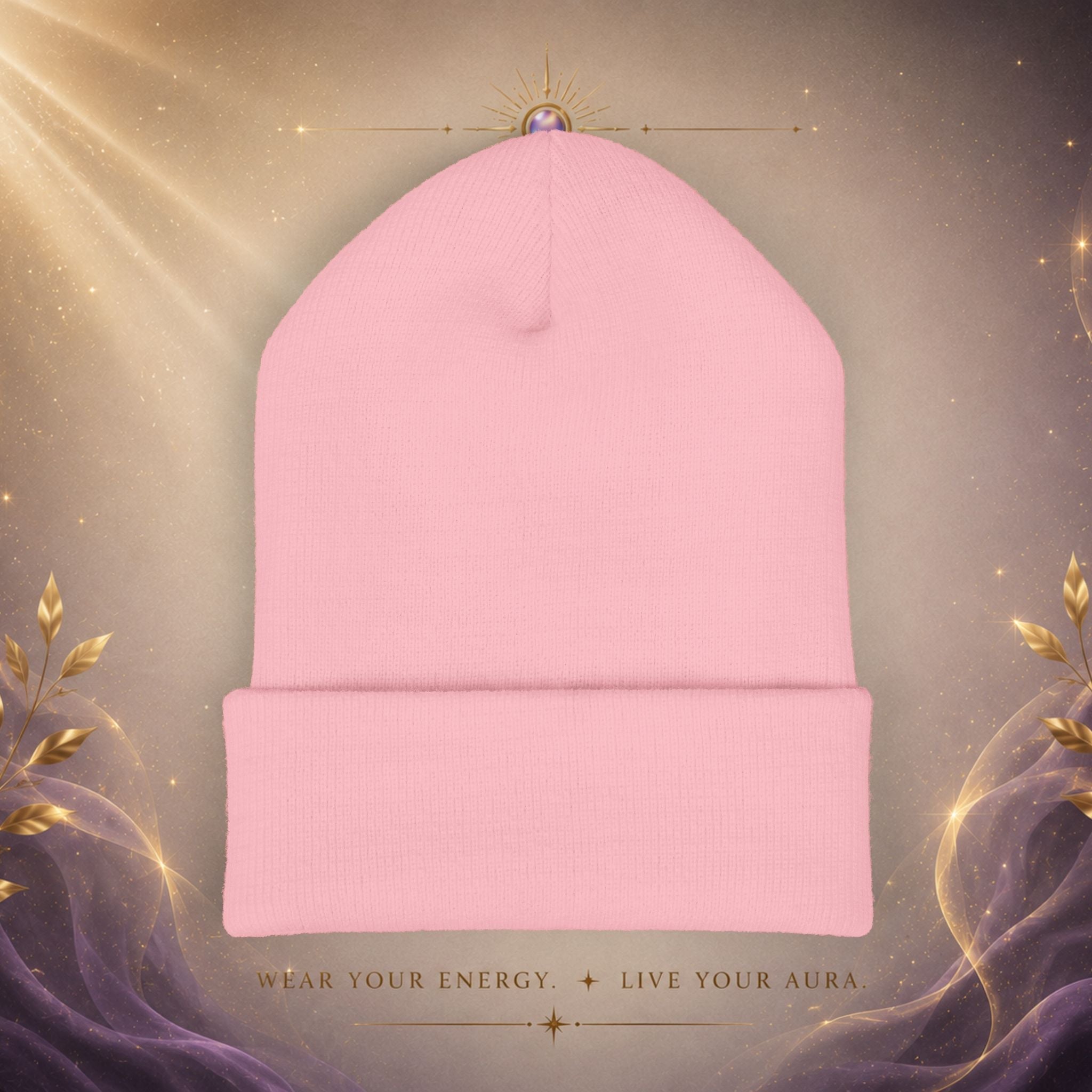 Embroidered Starburst Cuffed Beanie — Minimal Winter Knit Hat - AURA BY RS ®