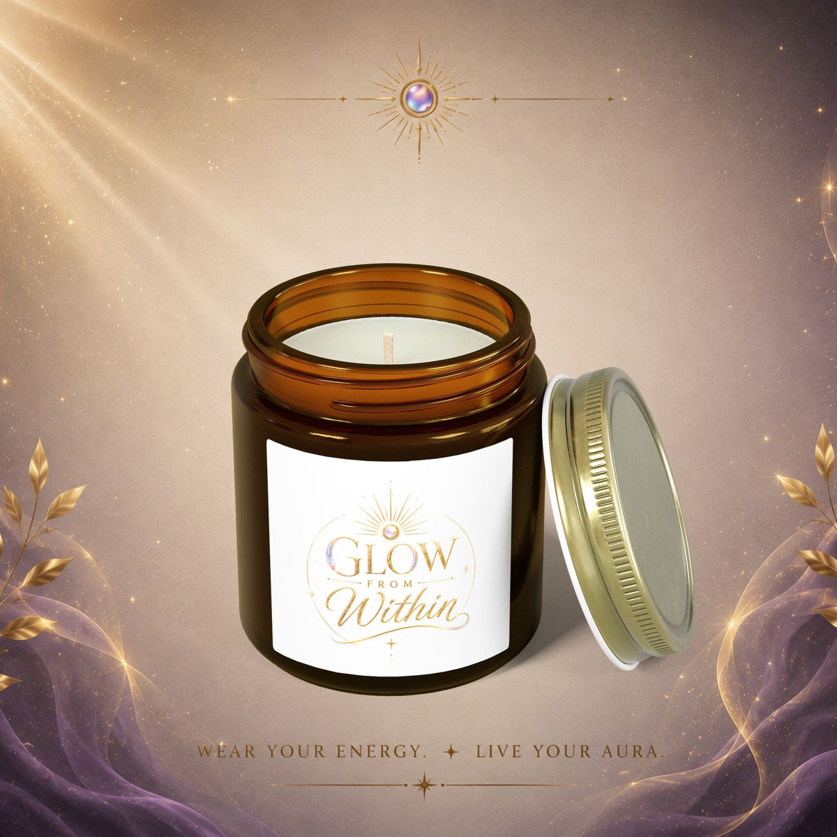 Glow From Within Scented Candle — Coconut Apricot Wax (4oz, 9oz) - AURA BY RS ®