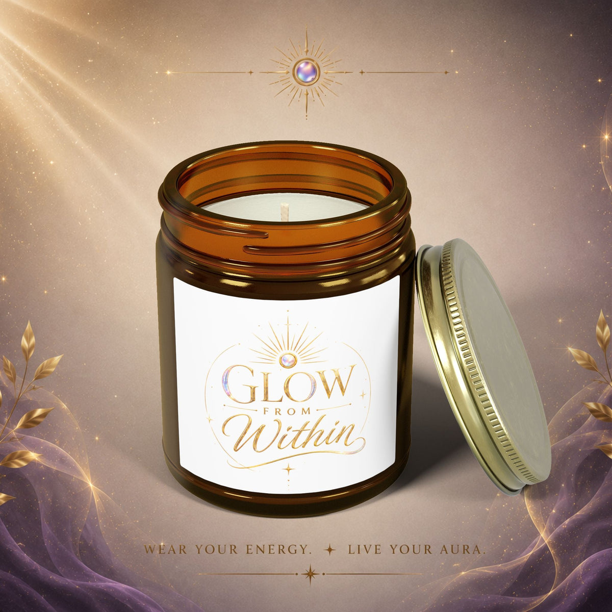 Glow From Within Scented Candle — Coconut Apricot Wax (4oz, 9oz) - AURA BY RS ®
