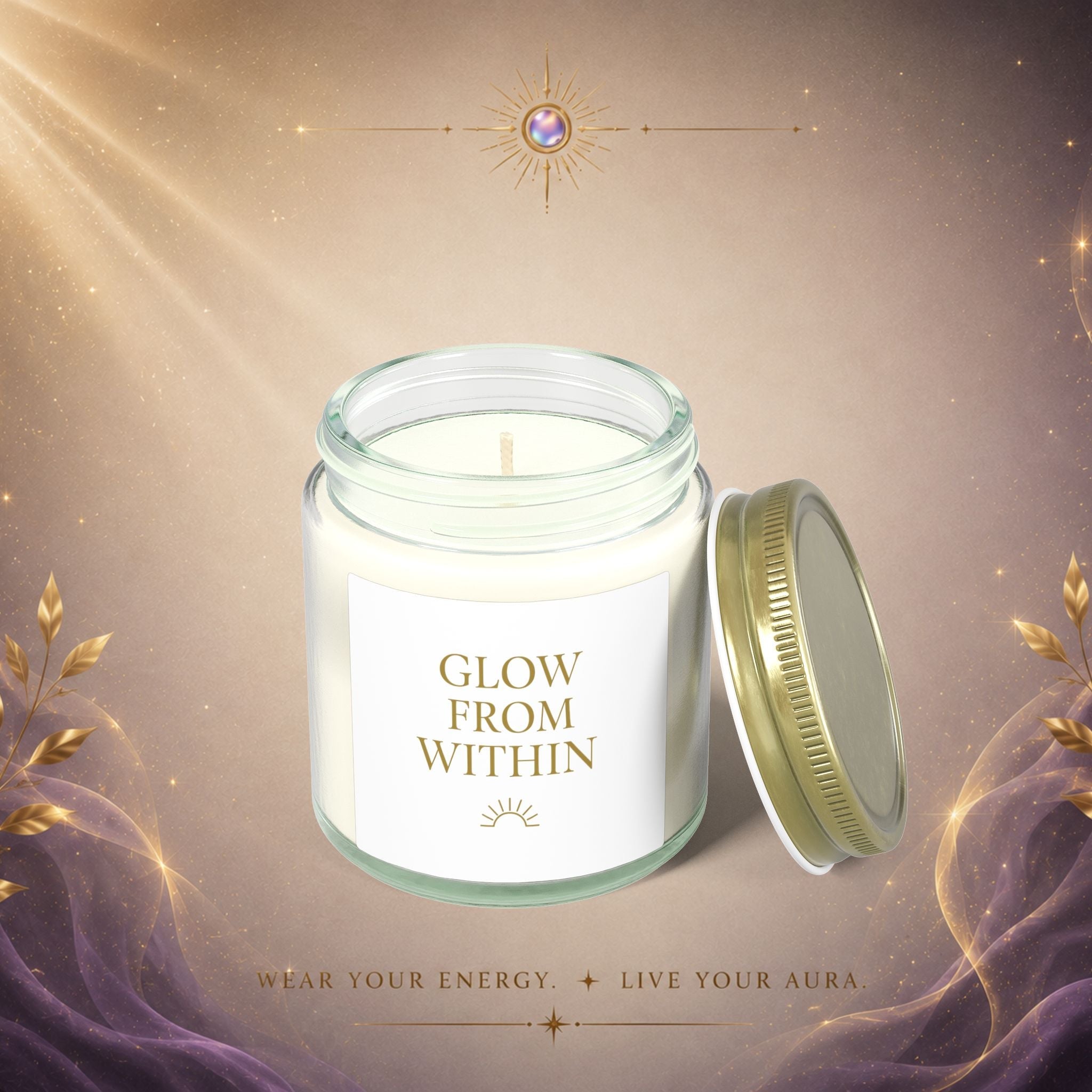 Glow From Within Scented Candle — Coconut Apricot Wax (4oz, 9oz) - AURA BY RS ®