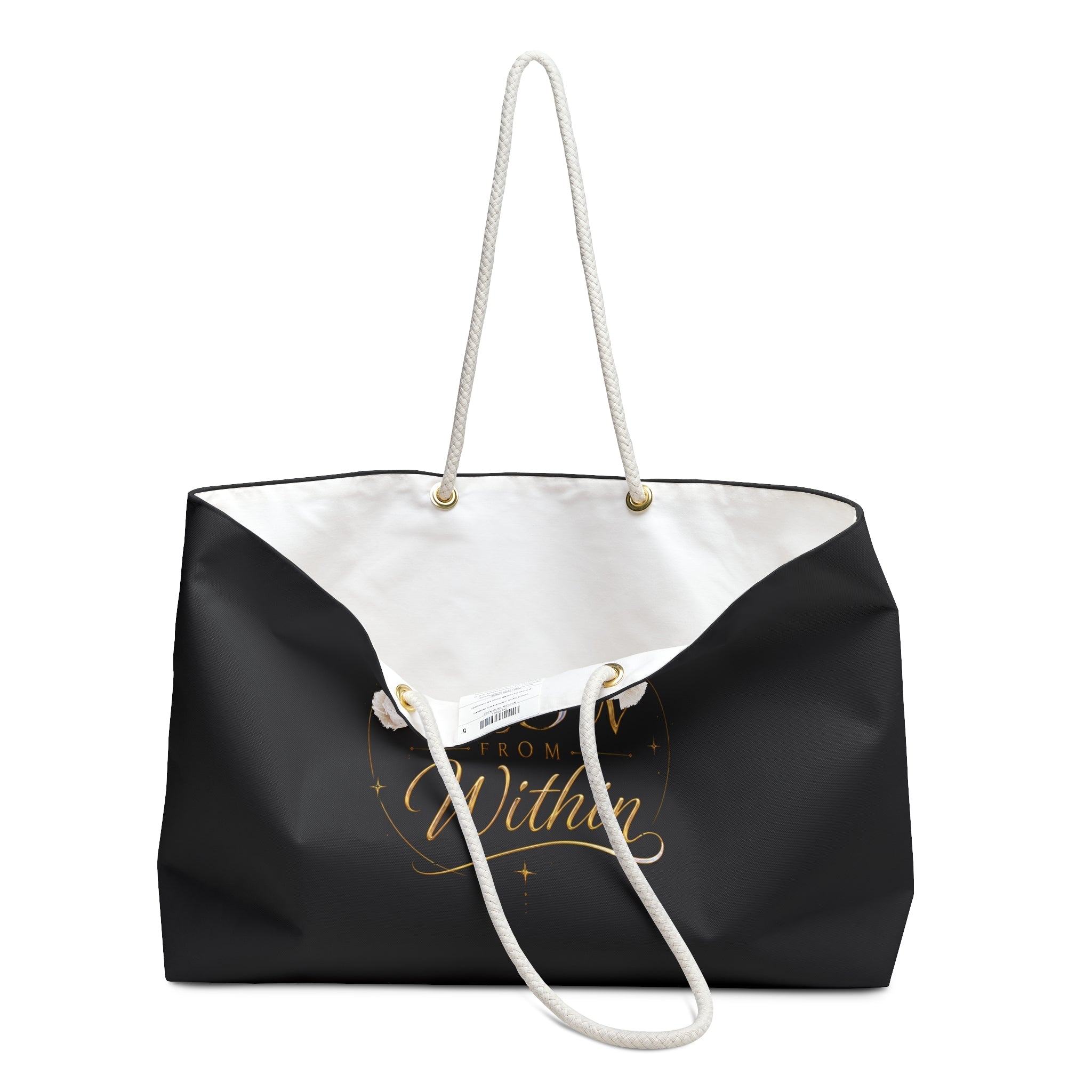 Glow From Within Weekender Bag – Inspirational Black Travel Tote - AURA BY RS ®