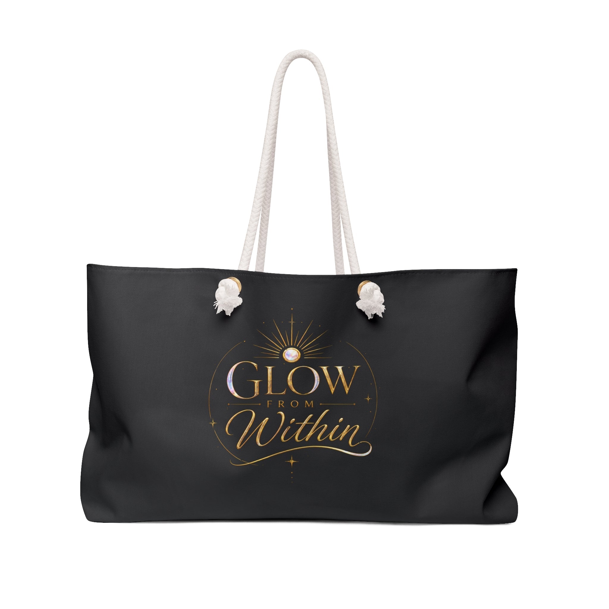 Glow From Within Weekender Bag – Inspirational Black Travel Tote - AURA BY RS ®