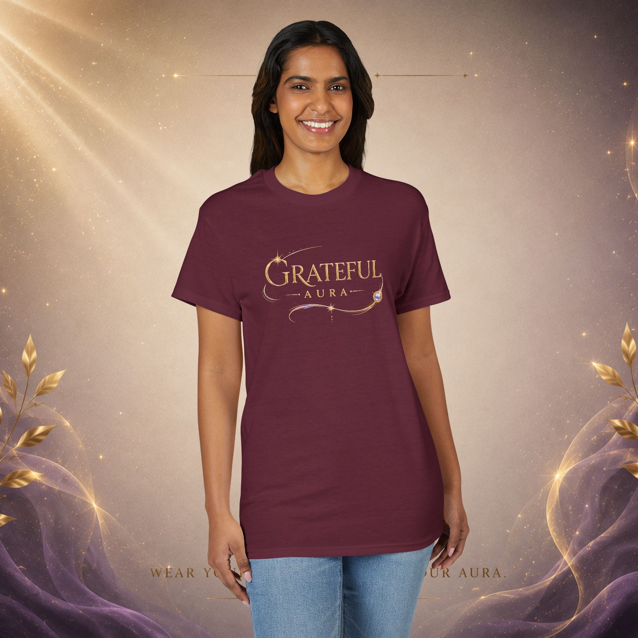 Grateful Aura T-Shirt — Minimalist Spiritual Graphic Tee - AURA BY RS ®