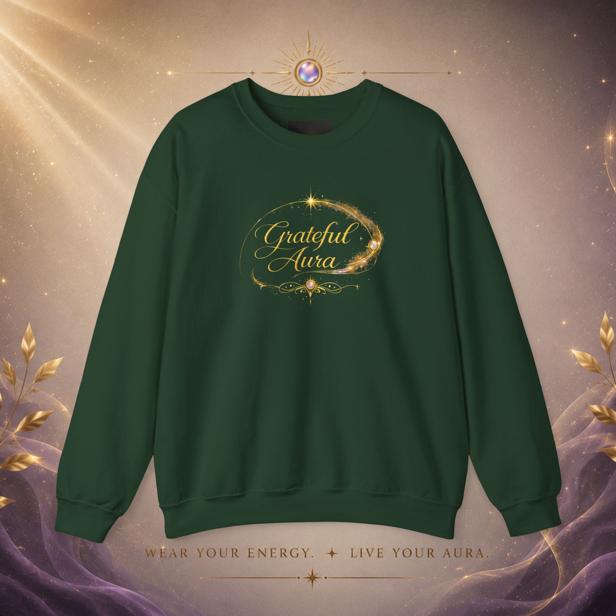 Grateful Aura- Golden shine Crewneck Sweatshirt - AURA BY RS ®